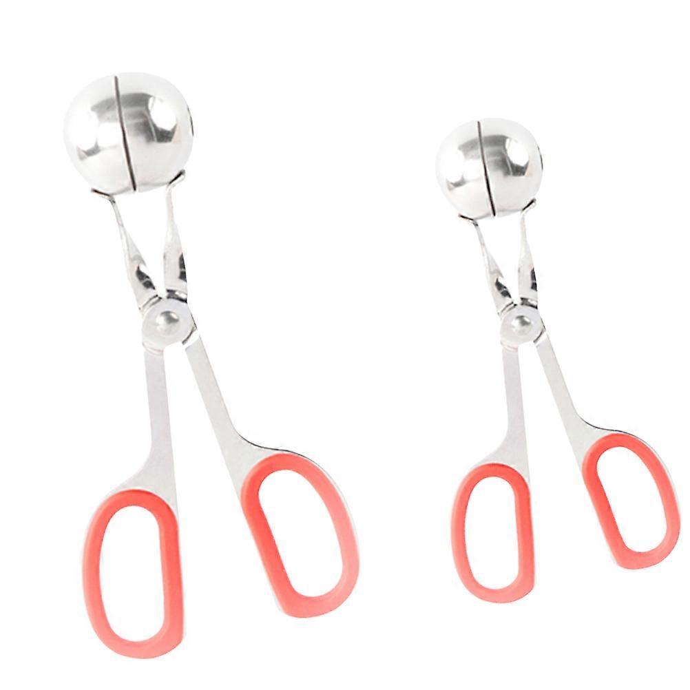 Practical Meatball Clip Stainless Steel for Home and Restaurant Use L Size Red 2Pcs