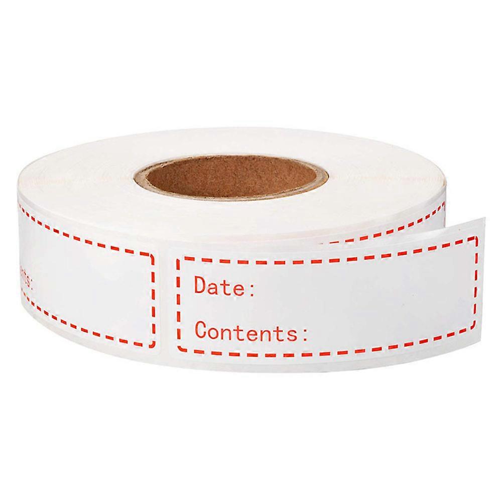 1 Roll English Record Date Stickers for Food Storage – Self Adhesive, Easy Peel Kitchen Labels in Red with Chic Design for Home Organization and
