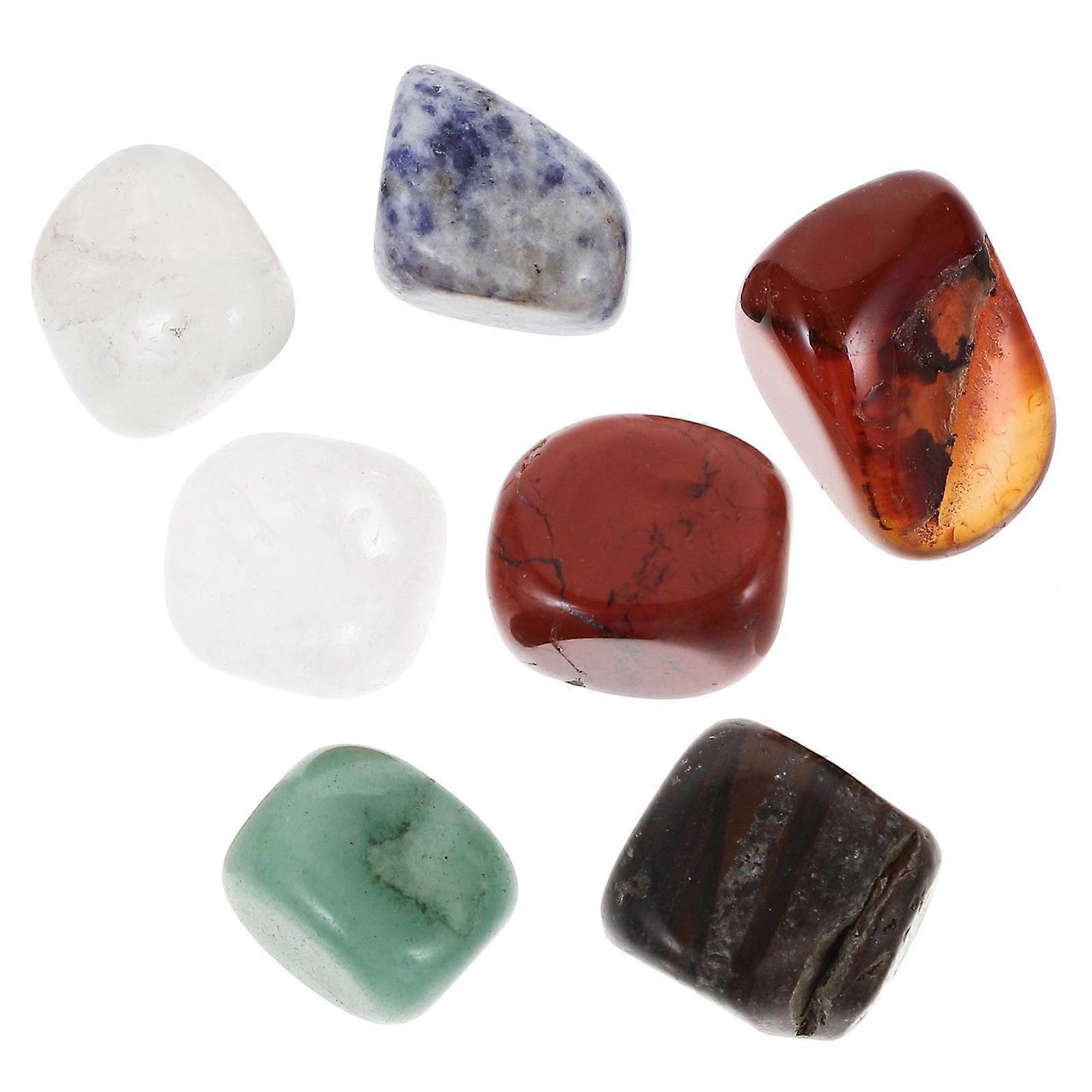 Chakra Colored Stones Natural Tumbled Stones Yoga Set Vase Filler Home Decoration 7Pc