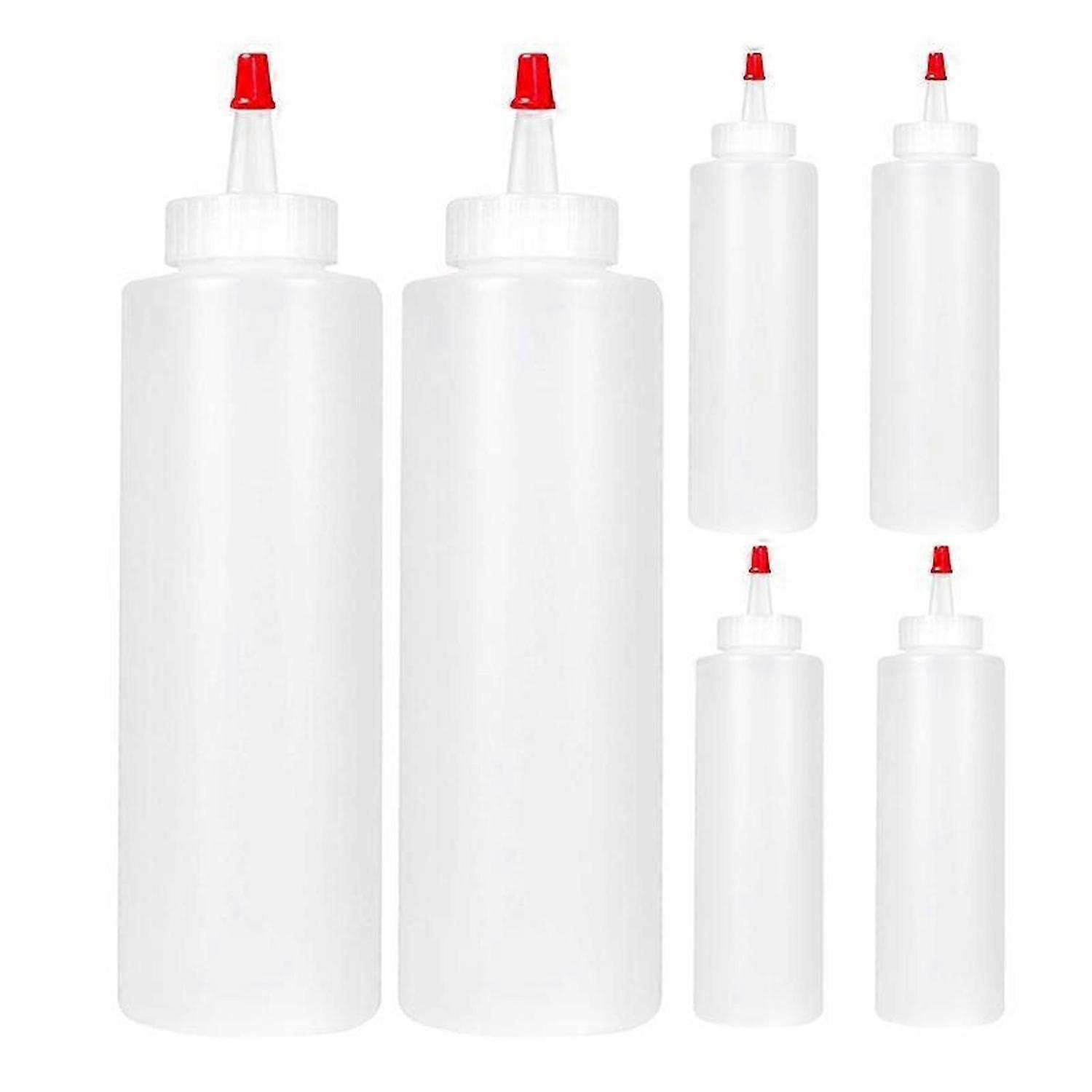 6PC Squeeze Squirt Condiment Bottles for Sauces - 16 Ounce - Perfect Containers for Ketchup, BBQ, Sa
