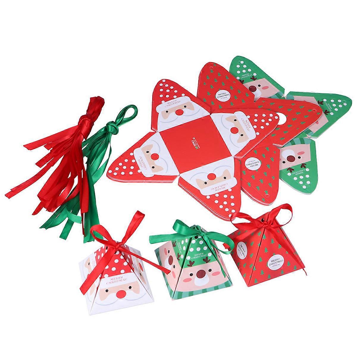 Holiday Cookie Containers Goodies Boxes Party Supplies Ribbon Tied Green Elk 18Pcs