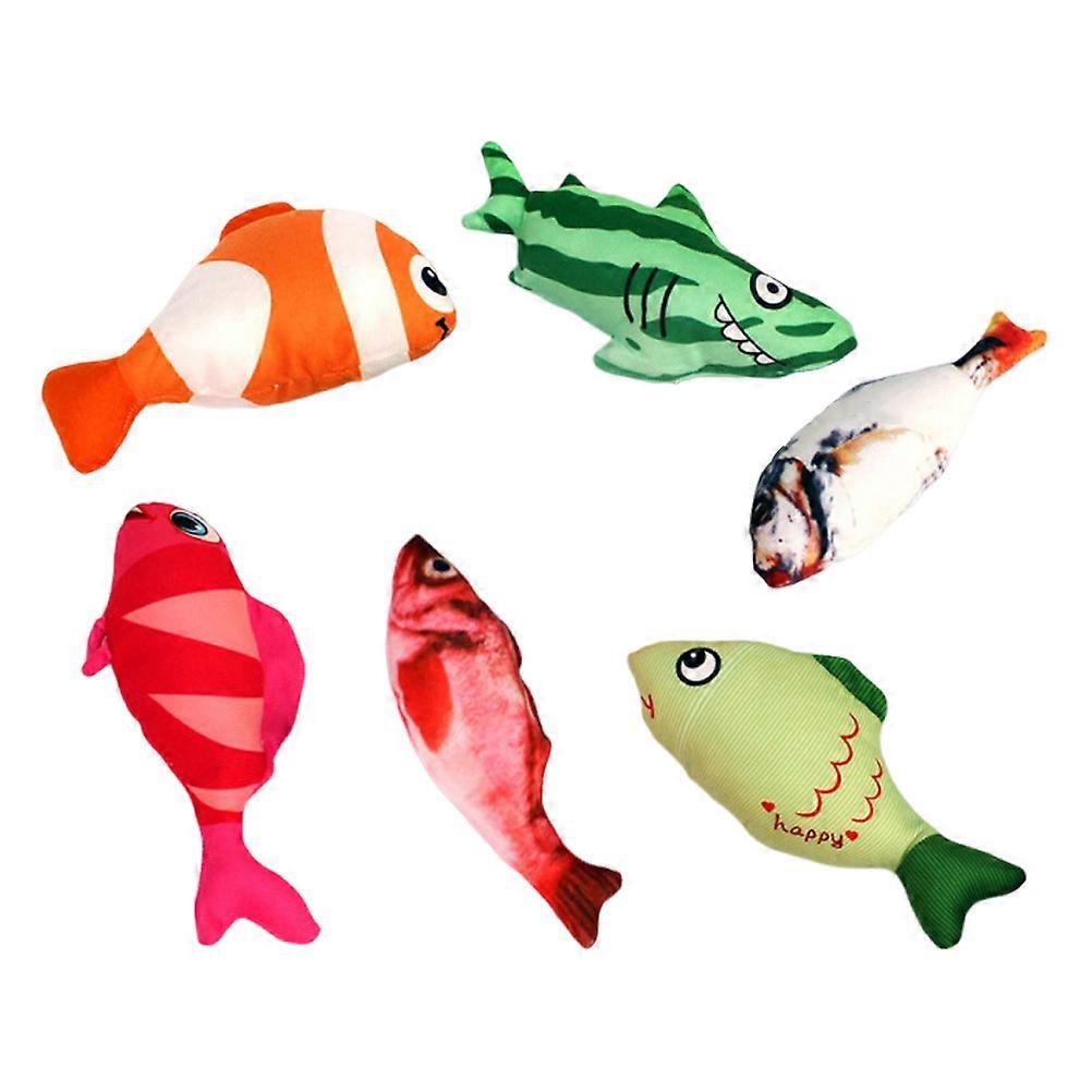 Interactive Cat Toys Plush Fish Kitten Supplies for Exercise and Entertainment Assorted Color 20.00X12.00X5.00CM 6Pcs