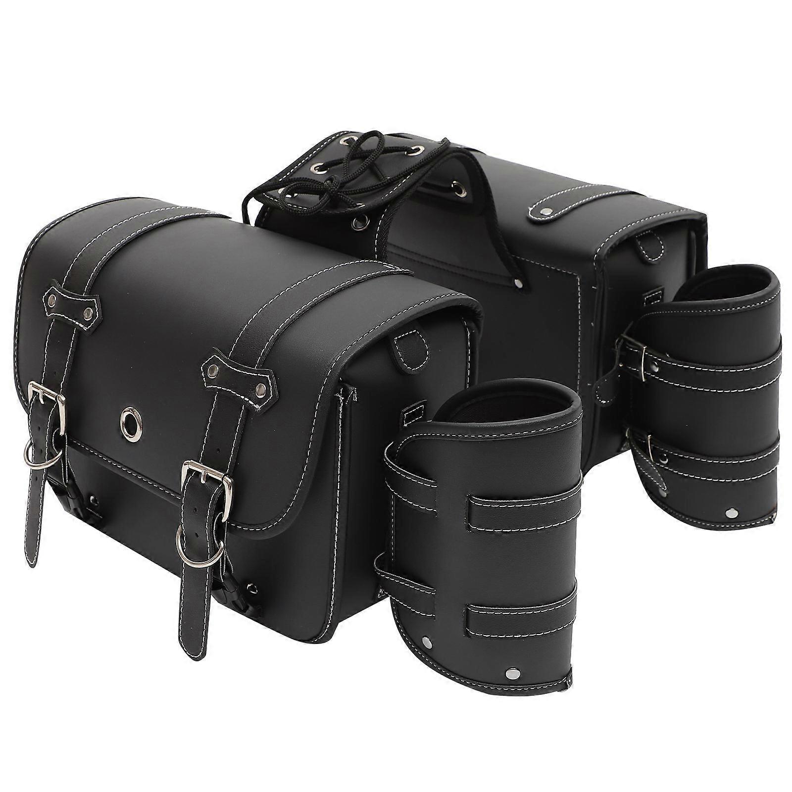 Motorcycle Saddle Bag, Durable Side Storage Pouch for Personal Items, Easy Installation, Black