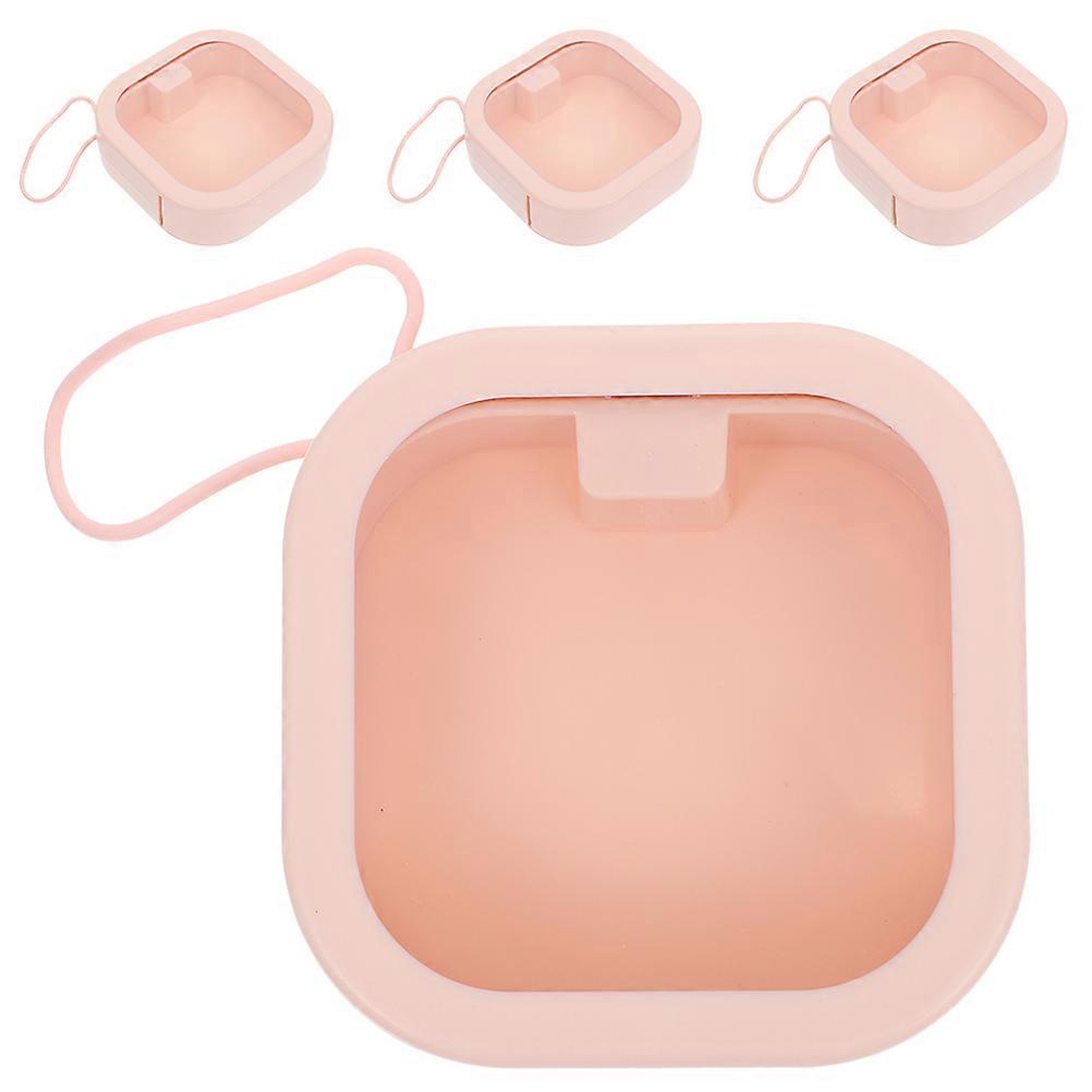 Portable Multi Function Hair Tie Organizer Box – Compact TPE Jewelry Case with Transparent Window for Travel & Home Storage (Pink)