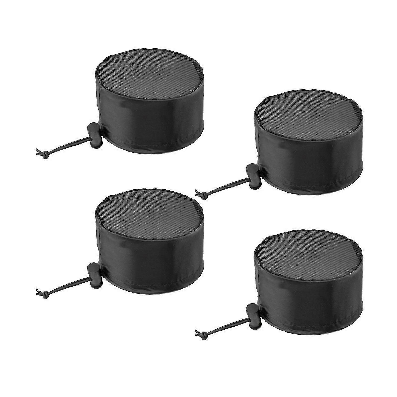 4 Pack Washable and Reusable Dustproof Duct Filter Vent Cover with Drawstring for Grow Tent, Black, 10 cm Size