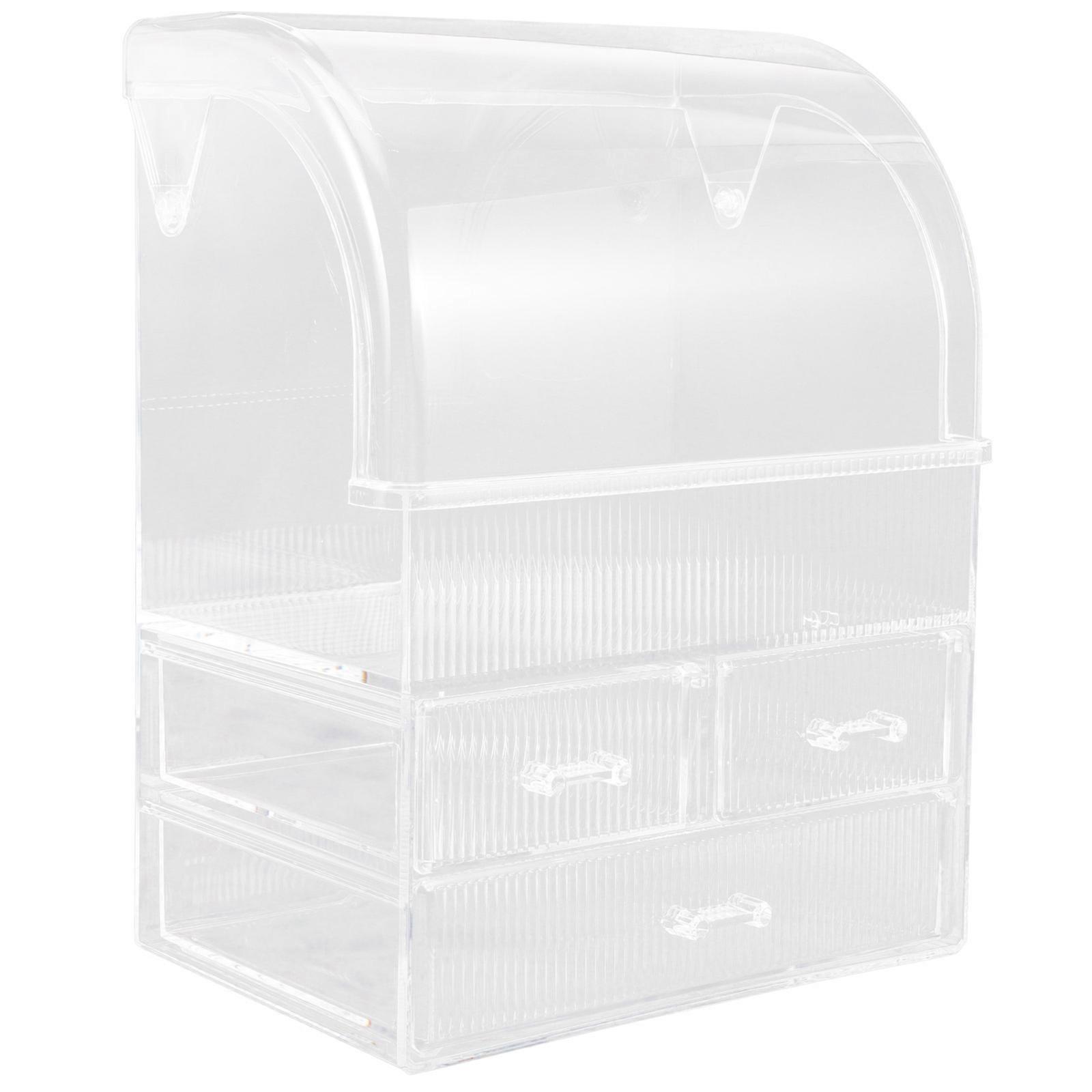 Countertop Makeup Organizer Large Capacity Acrylic Makeup Organizer Box Daily Organization Transparent 29x24cm Waterproof 1Set