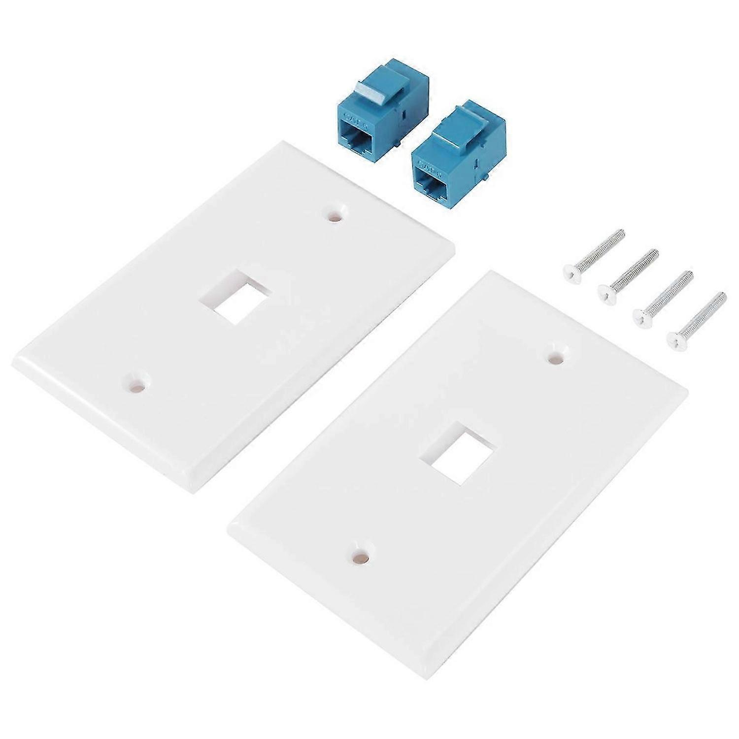 2er-Pack Ethernet-Wandplatte, RJ45 Cat6-Buchse auf Buchse Inline-Koppler-Frontplatten