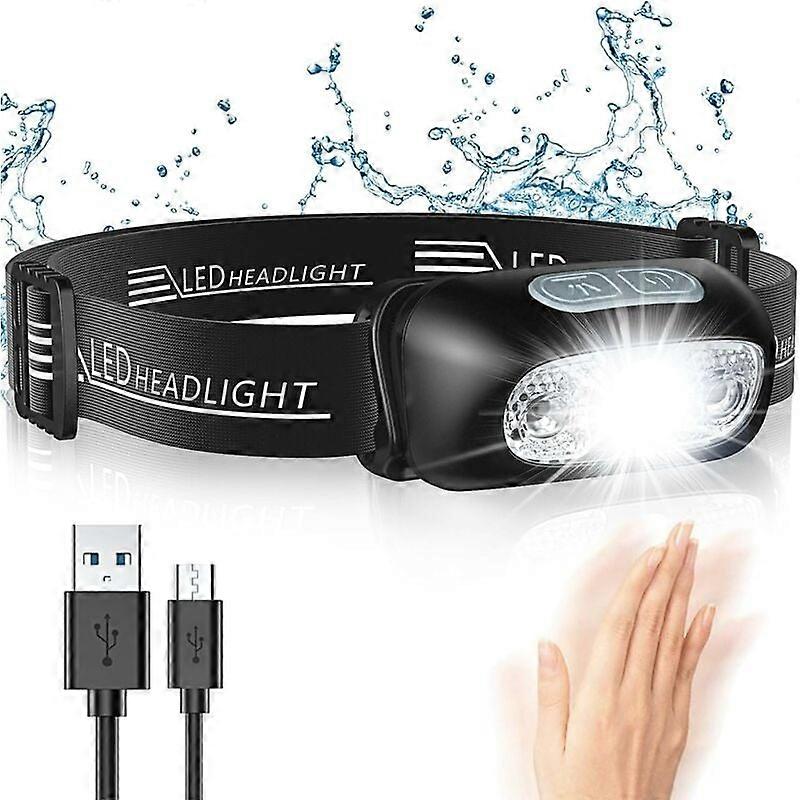 Headlamp, Powerful LED with Motion Sensor, IPX6 Waterproof, 4 Lighting Modes, USB Rechargeable