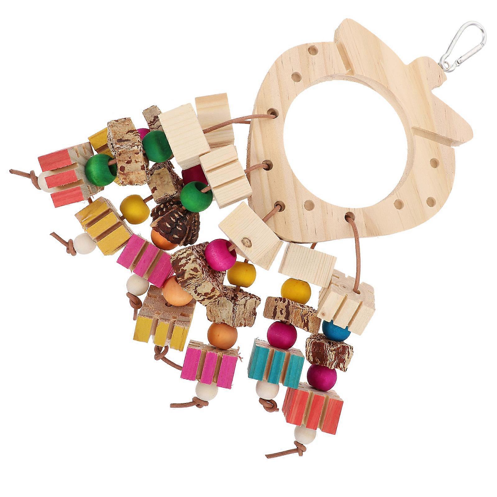 Brown Synthetic Bird Toy for Parrot Use Safe Chewable Hanging Pendant 1 Pc