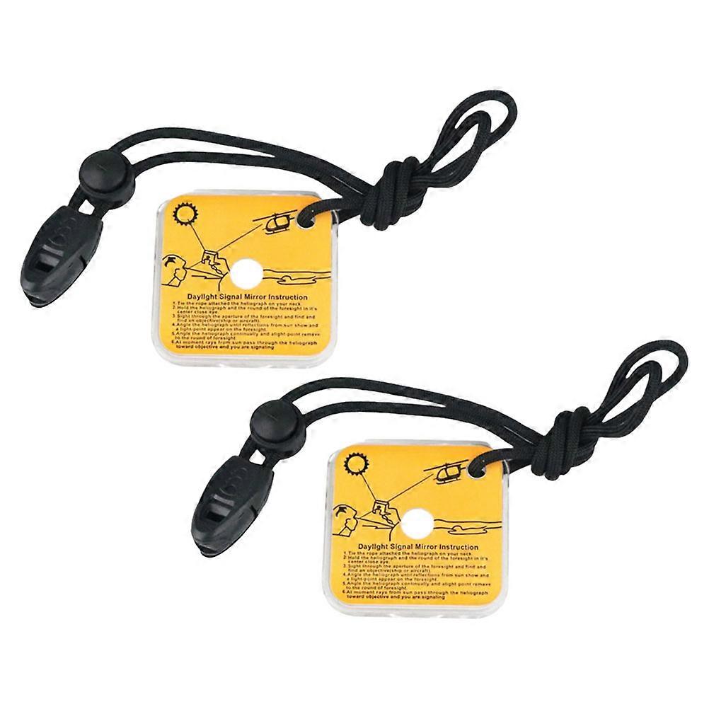 Portable Emergency Mirror Multifunctional Design For Outdoor Enthusiasts Reflective Communication Tool 5.70X5.70X1.20CM 2Pcs