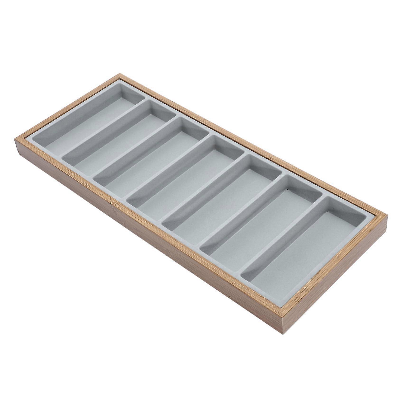 Eyeglass Display Wooden Grey Shelf With Small Tray, Glasses Case Holder, Chain Display