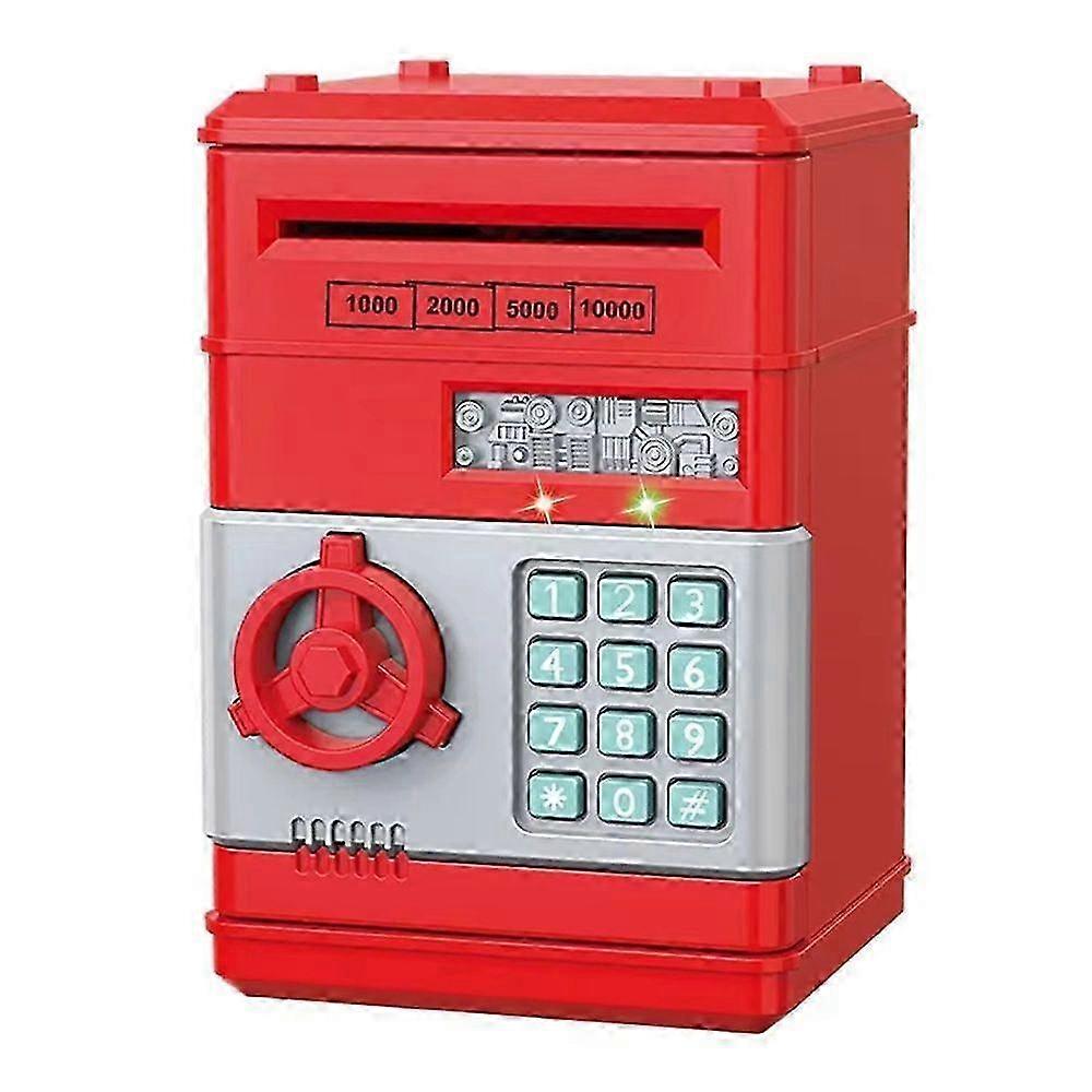 Automatic Mini Security Coin Cash Savings Box with Password Lock for Children - Red