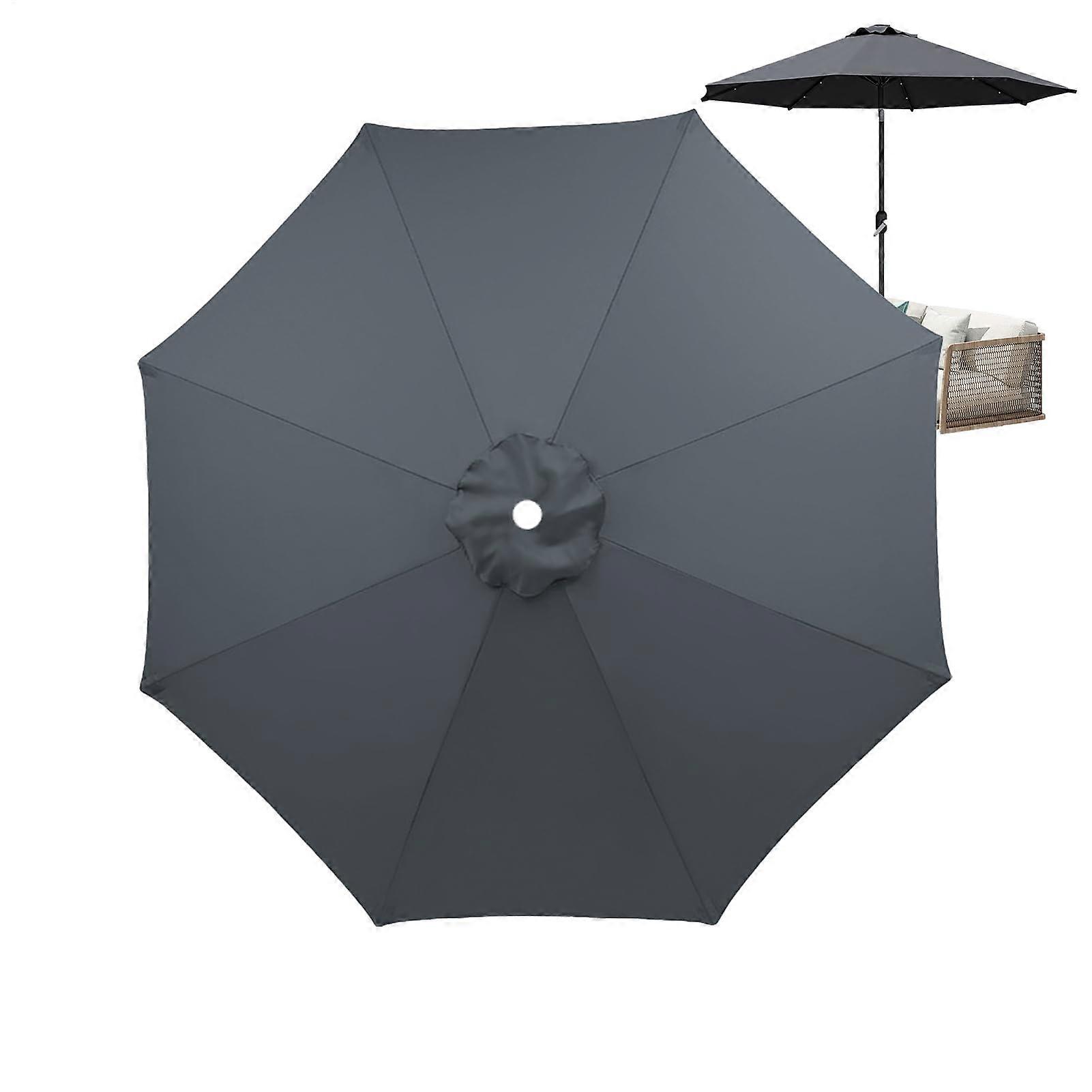 Replacement Umbrella Canopy for Garden and Sun Umbrellas | 3m UV-Resistant Polyester Shade with Ventilation | Fits 8-Rib Frames in Grey