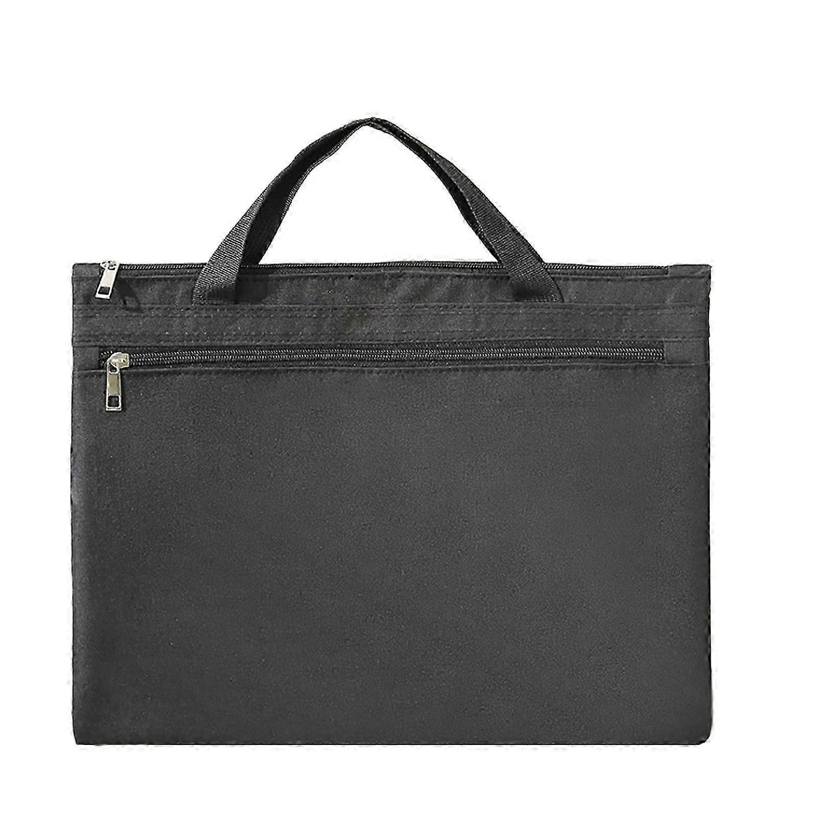 Waterproof Large Capacity Portable Document Bag with Handle for Business Office Black