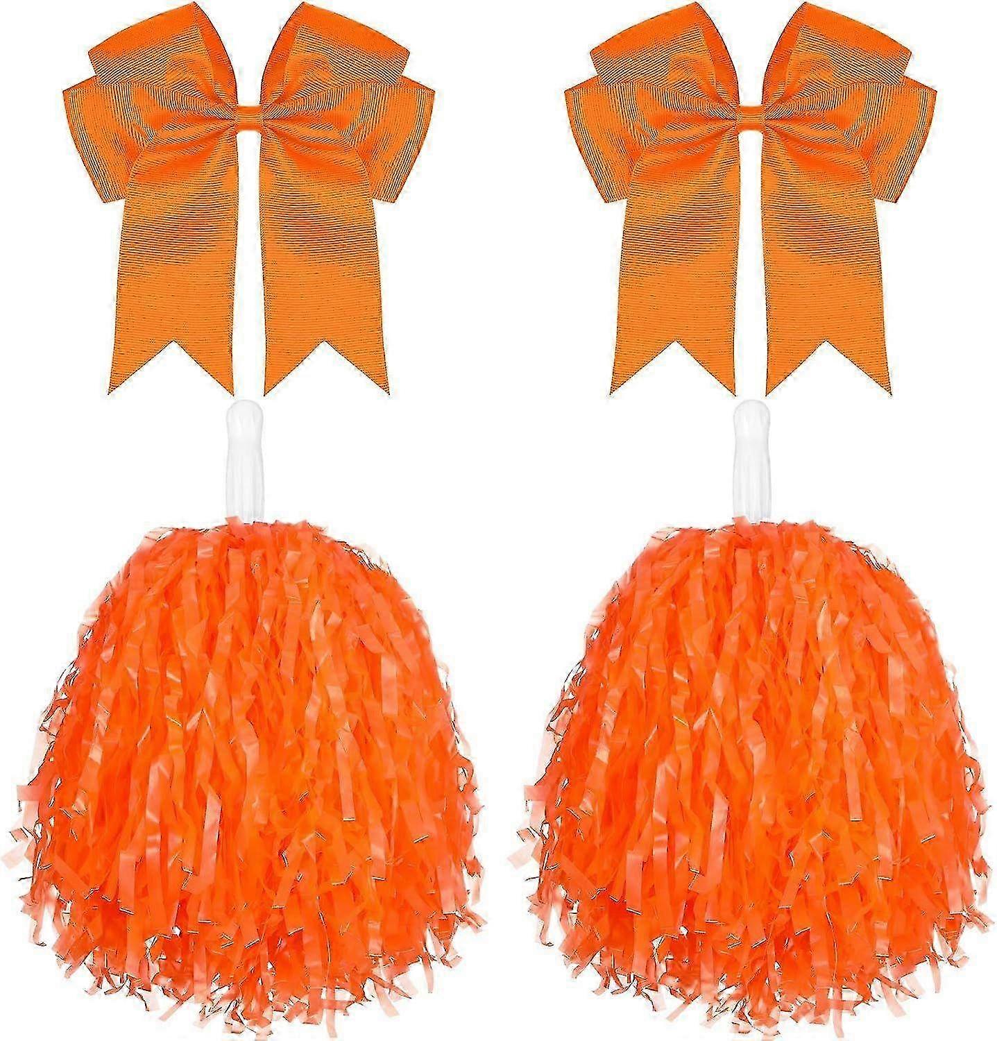 4 قطع 10 بوصة Cheerleading Pom Poms مع قوس شعر كبير للمشجعين - أحدث طراز 2025