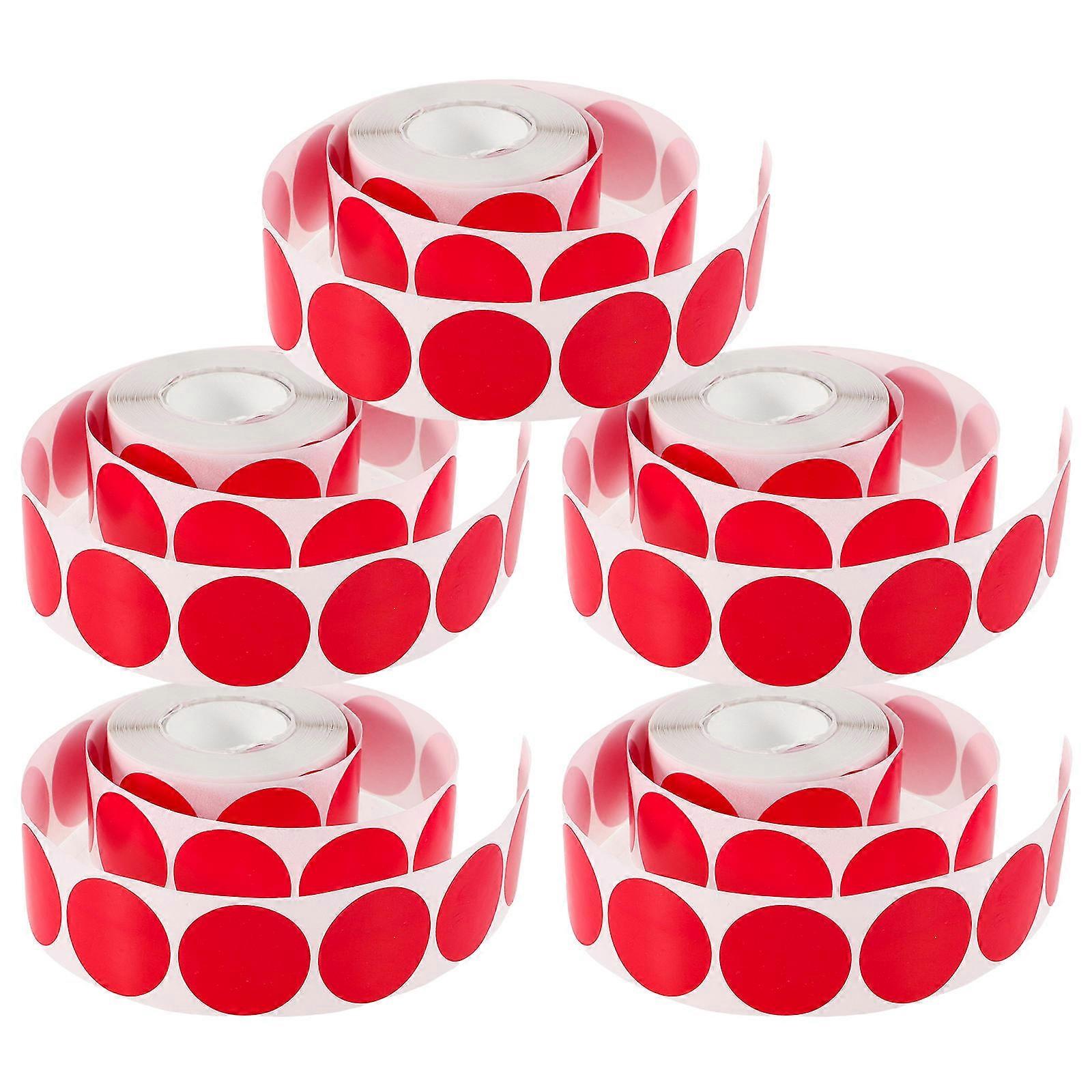 5 Rolls Blank Round Sticker Labels Adhesive Circle Dots for Crafts Office Organization Red Coding Efficient Identification