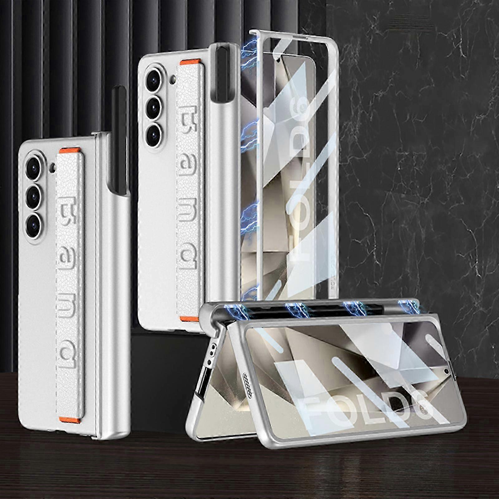 Strap Case for Samsung Galaxy Z Fold 6 Case with S Pen Holder & Magnetic Hinge Protection,Screen Protector Case for Galaxy Z Fold 6 Case