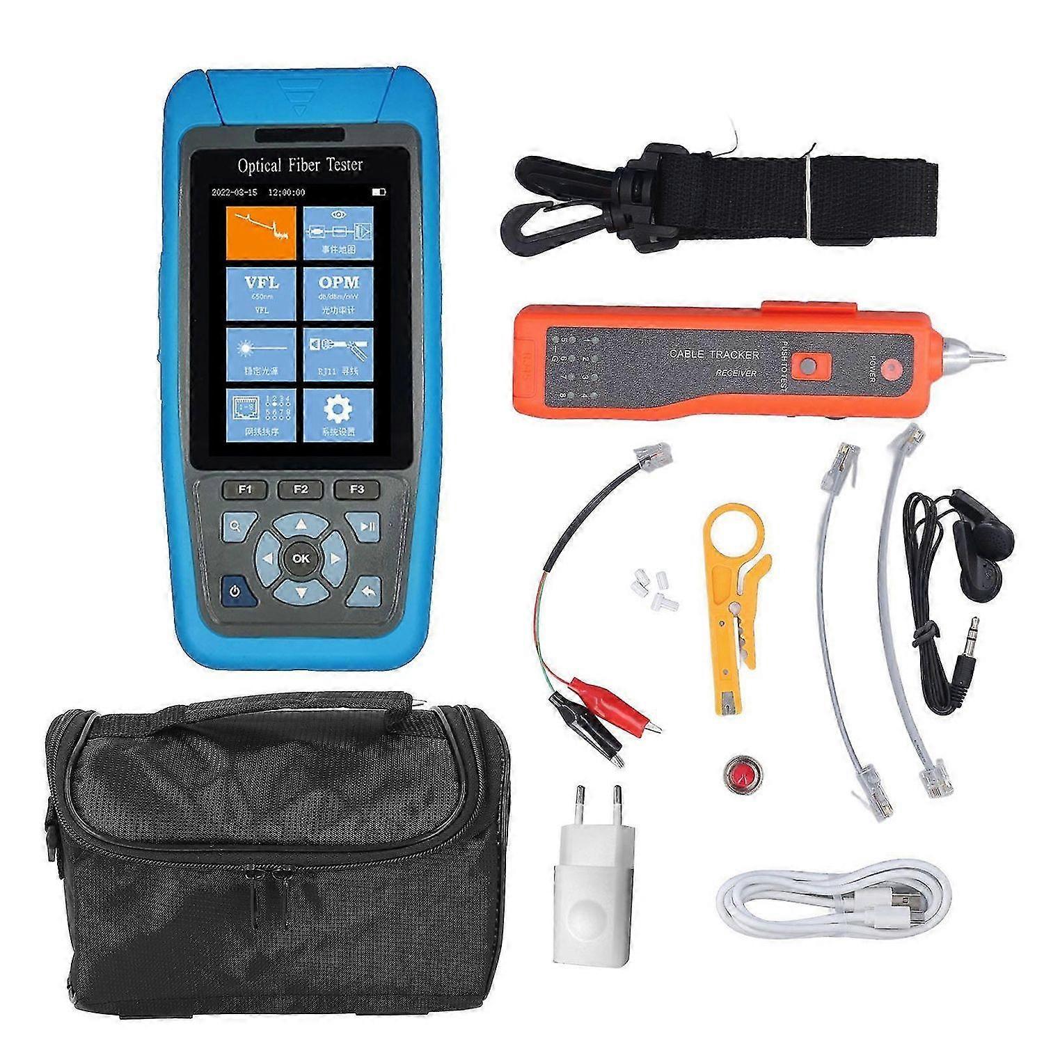 OTDR Optical Time Domain Reflectometer 1310nm Fiber Optic Tester 24dB Power Meter Breakpoint Attenuation Test 100240VAC EU Plug