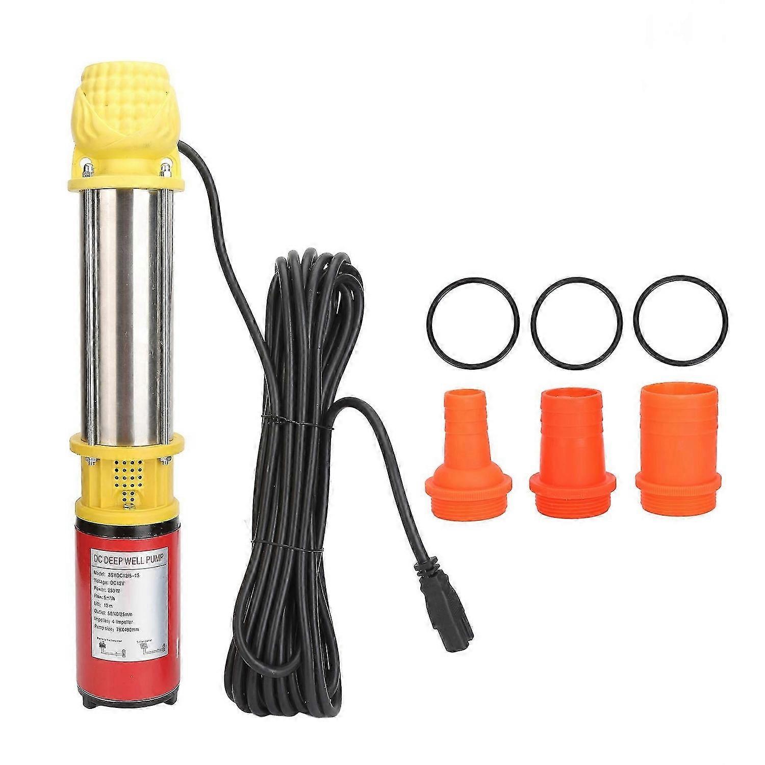 ソーラー水中井戸ポンプディープDC12V250W農業用庭の家の灌漑用ステンレス鋼ネジ13メートルヘッド