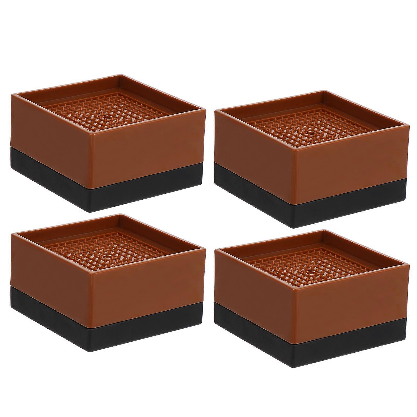 Brown Plastic Furniture Legs with Non-skid Pad for Home Use Protect Floor from Scratching 4PCS