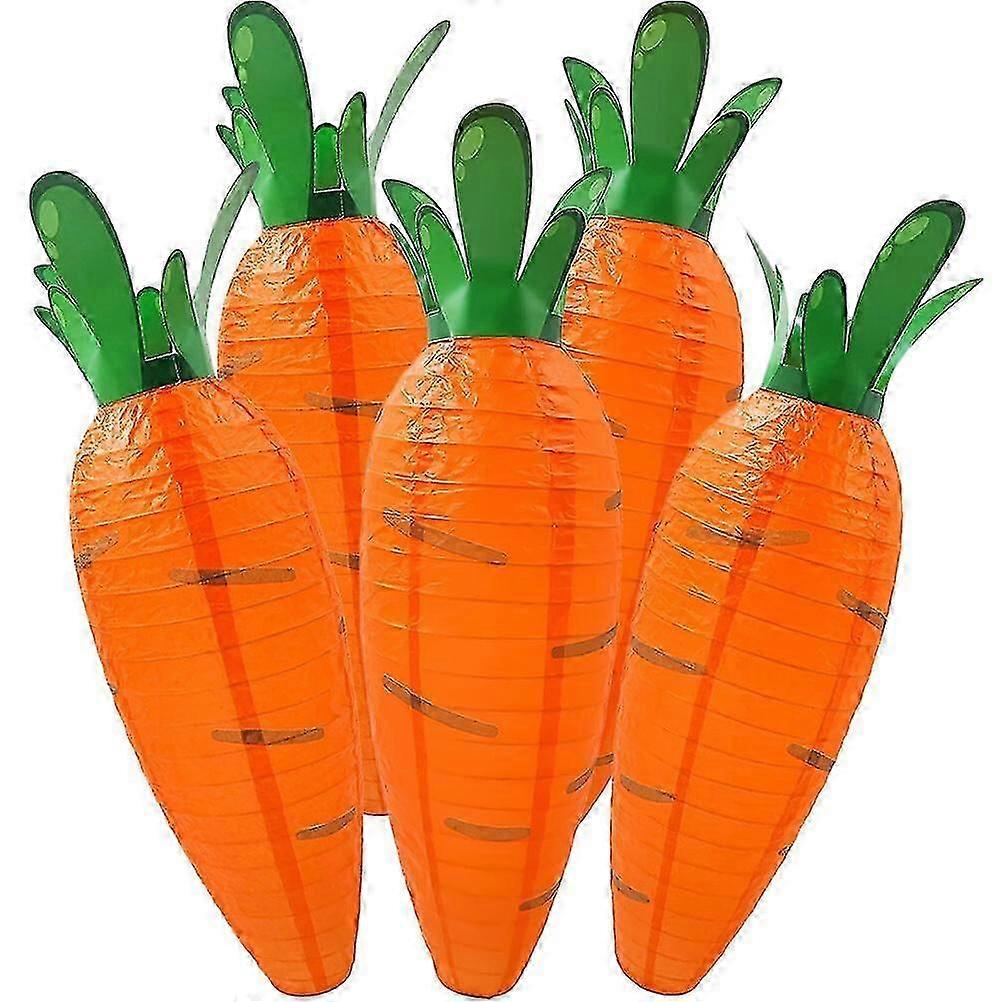 5pcs Easter Decorative Lantern Carrot Shape Paper Lantern Folding Lantern Party Decoration
