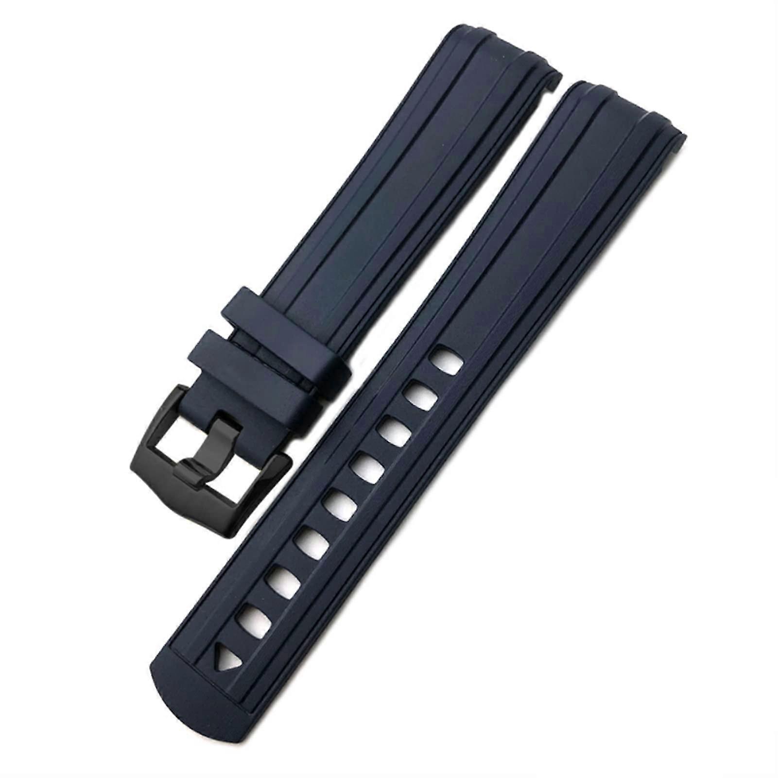 Watch Strap for Omega Seamaster 007 - Soft Waterproof Silicone in Blue/Black, 19mm 20mm 21mm, Rose Gold Buckle