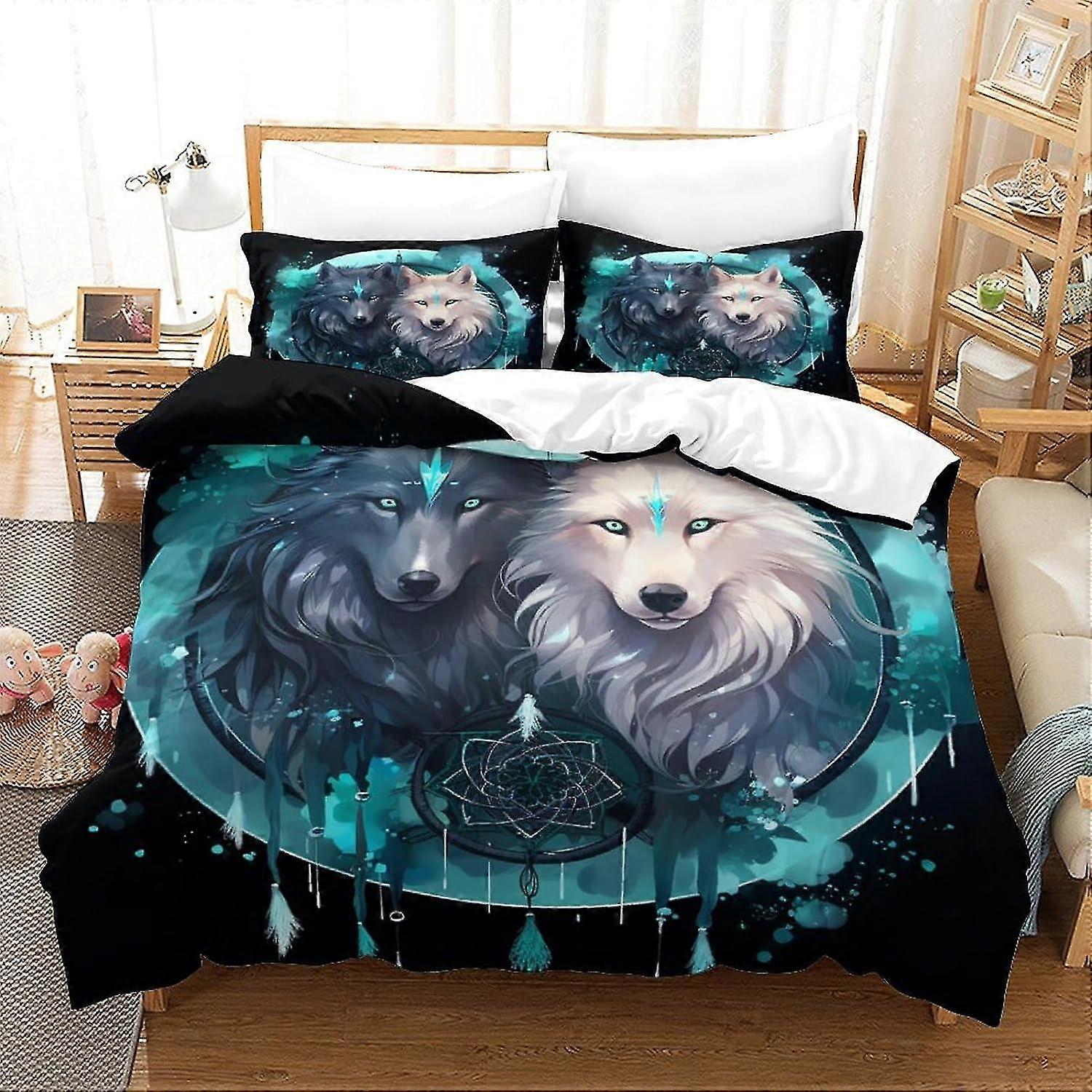 3 Piece Set 3D Duvet Cover with Pillowcases Hypoallergenic Soft Microfiber Quilt Cover Double