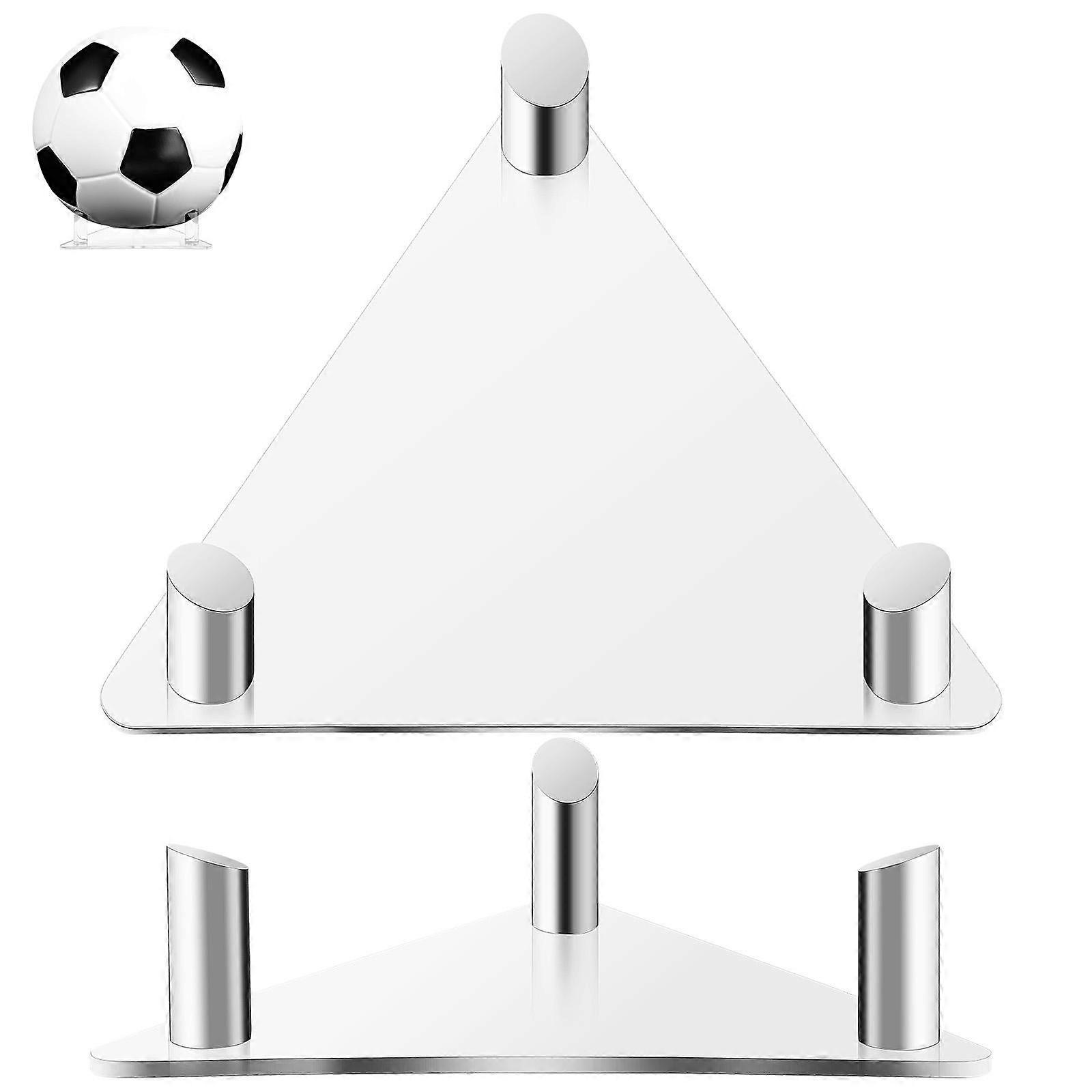 Clear Acrylic Ball Stands Triangular Stable Basketball Holder Display Rack for Soccer, Football, Volleyball Transparent Sphere Storage Organizer