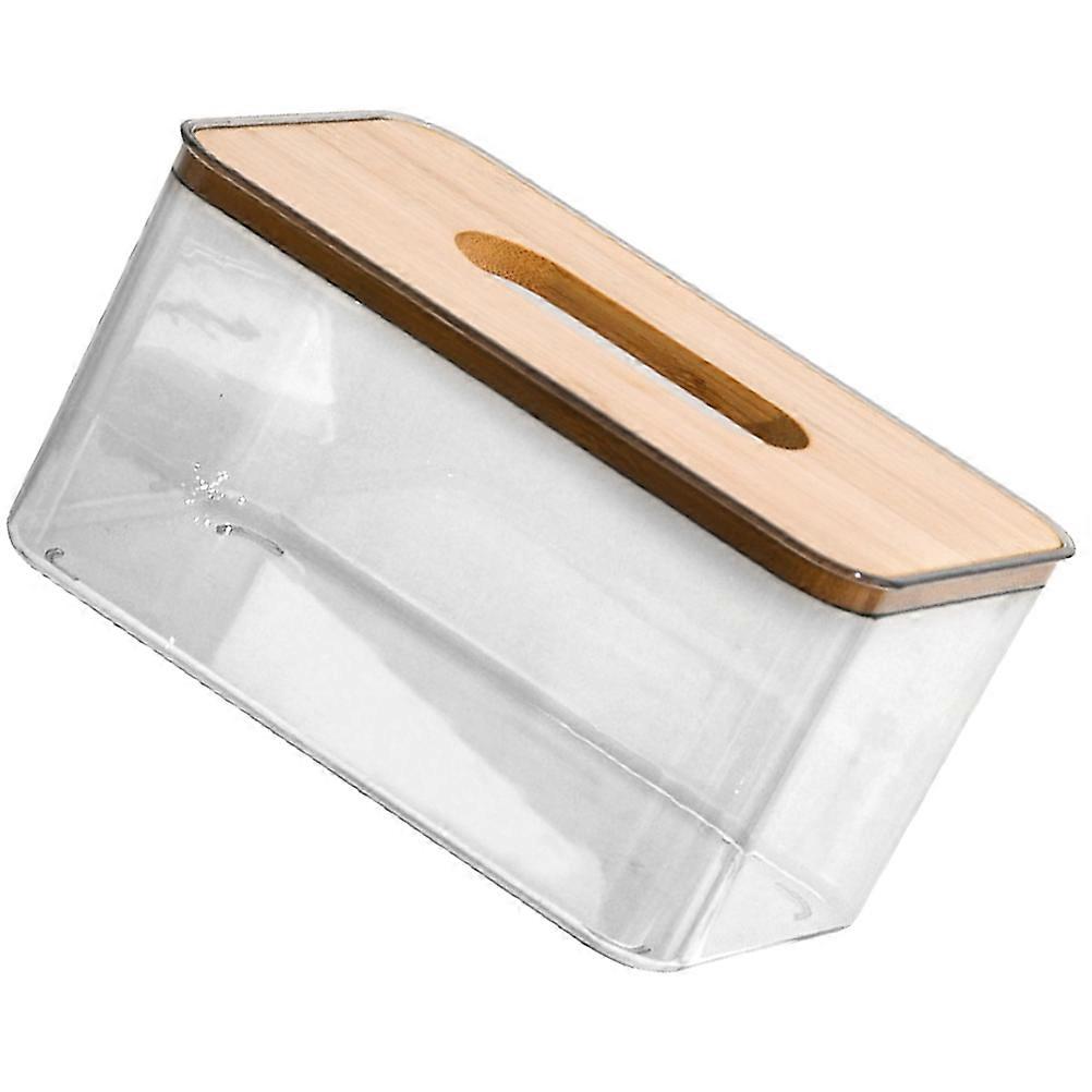 Stylish Rectangular Tissue Box Holder with Wooden Lid Compact Napkin Container for Home, Office, and Events