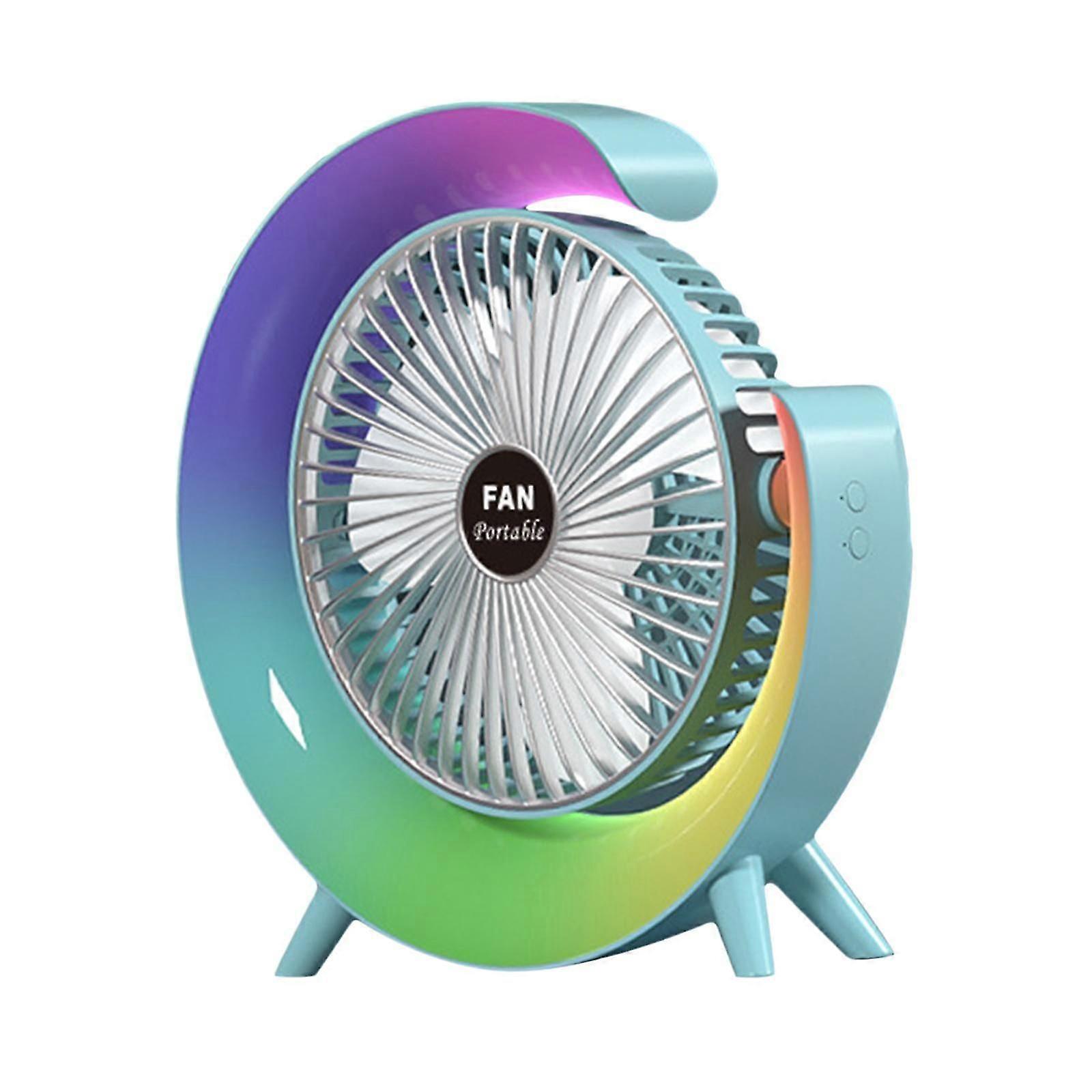 Desktop Table Fan Portable Desk Fan 3 Speeds with Light 180 Adjustable Tilt Desk USB Fans Small Quiet USB Desk Fan for Summer