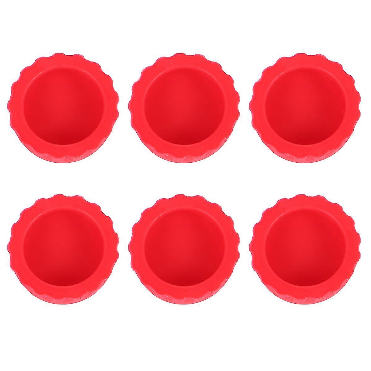 Silicone Spill Proof Stopper For Home Red 6Pcs