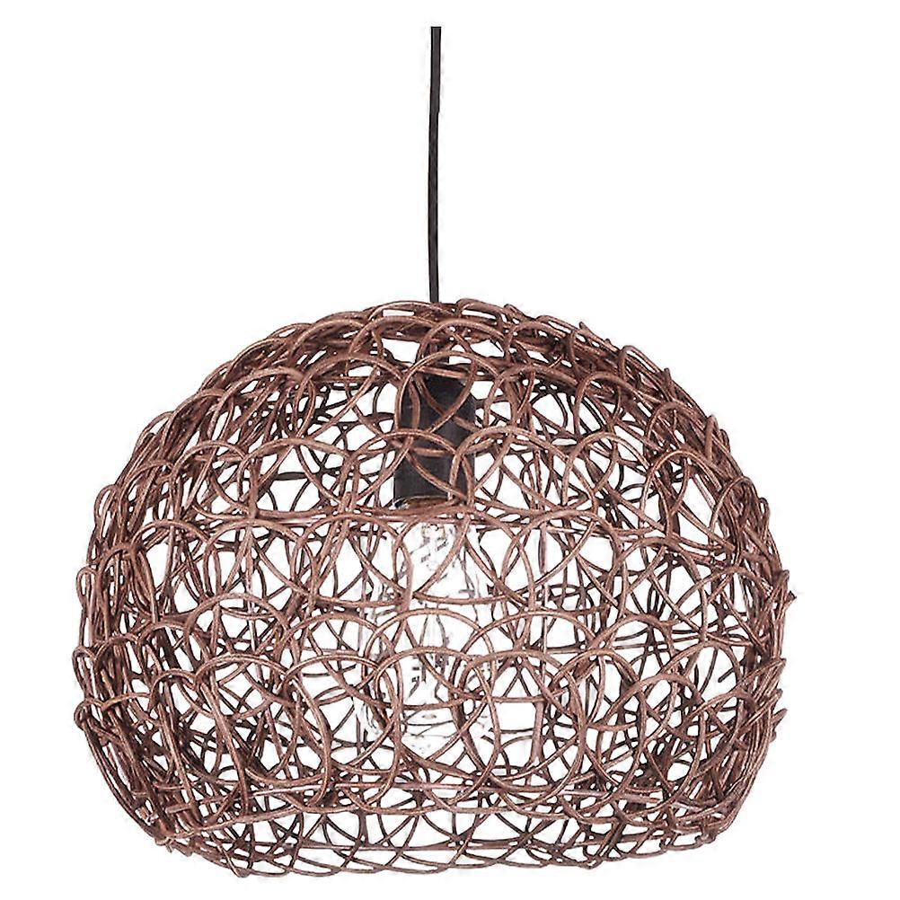 Rattan Lamp Shade Natural Coffee Color Synthetic Material Handwoven for Decoration 1 Piece