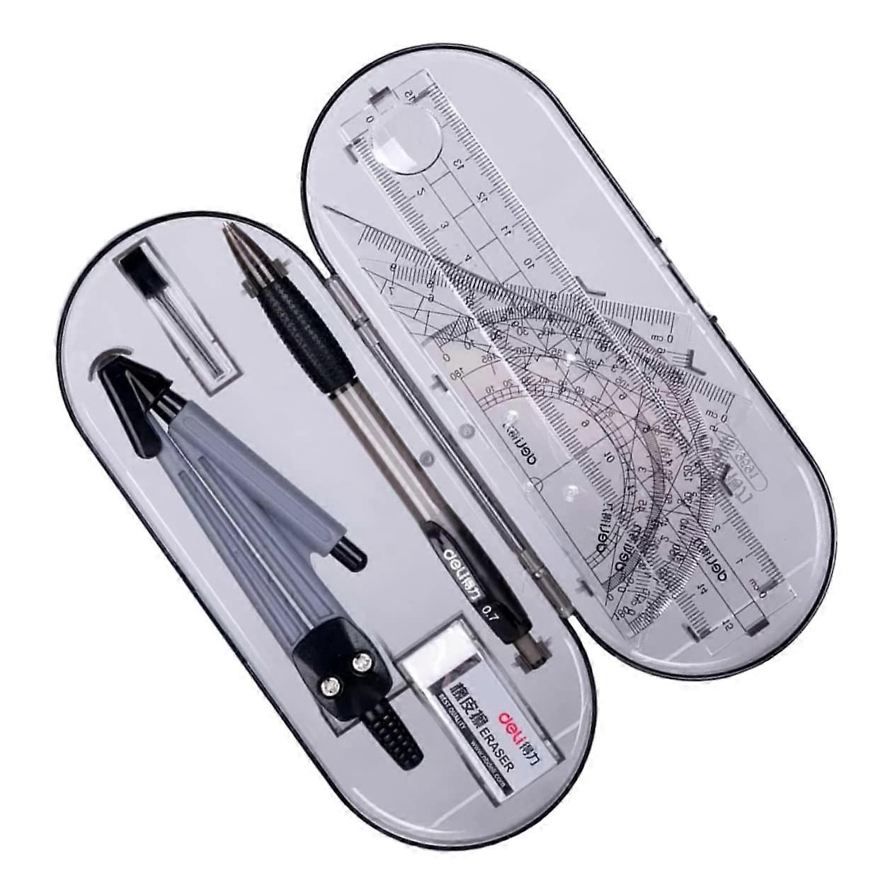 1 set Drawing Tools: Protractor, Ruler, Angle Measurer, Compass for Students