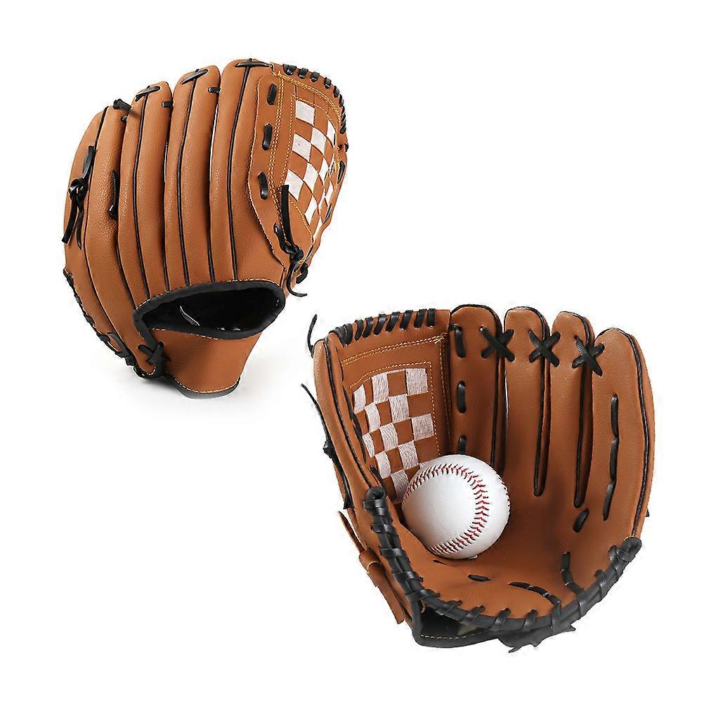 Thicken Infield Pitcher Glove with Durable PU Material for Sports Use Brown 10 5 Inch