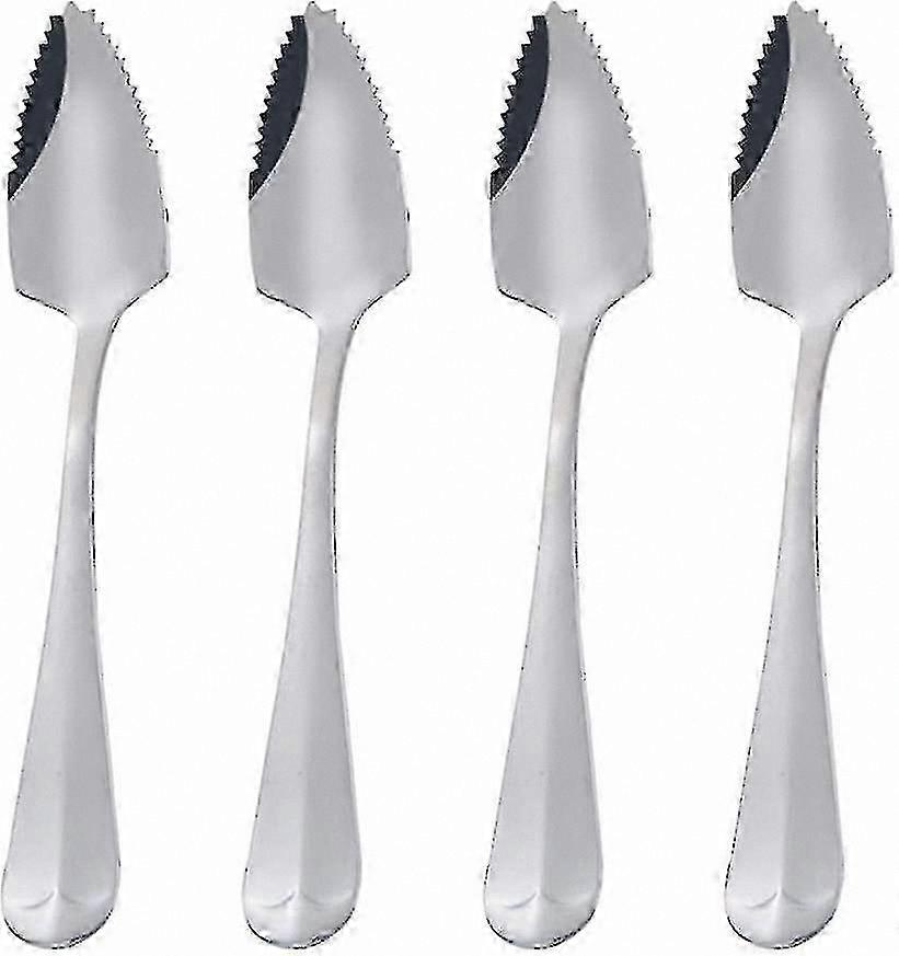 Set of 4 Stainless Steel Grapefruit Spoons with Jagged Edges, Perfect for Desserts and Gifting