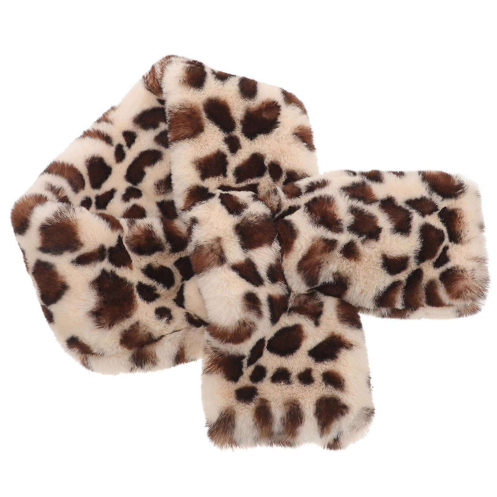1pc Women's Warm Lovely Cow Pattern Durable Plush Scarf Shawl Cape