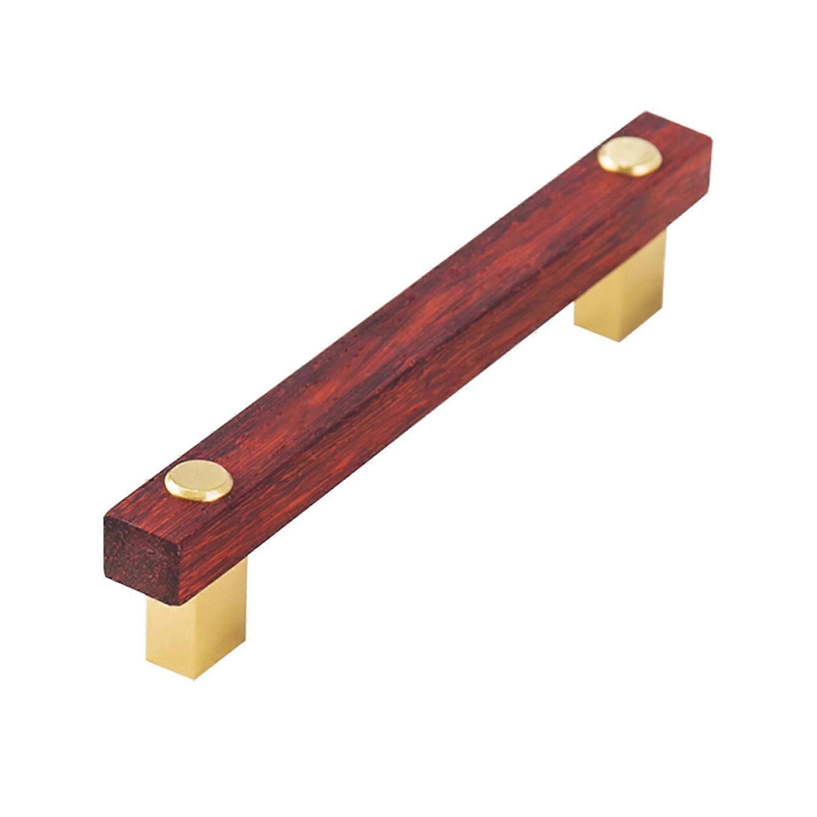 Door Knocker, Cabinet Handle, Natural Wood Handles, Brass Base, Cupboard, Knobs, Drawer Pulls, Pull for Shoe Box (Hole Spacing 96 mm)