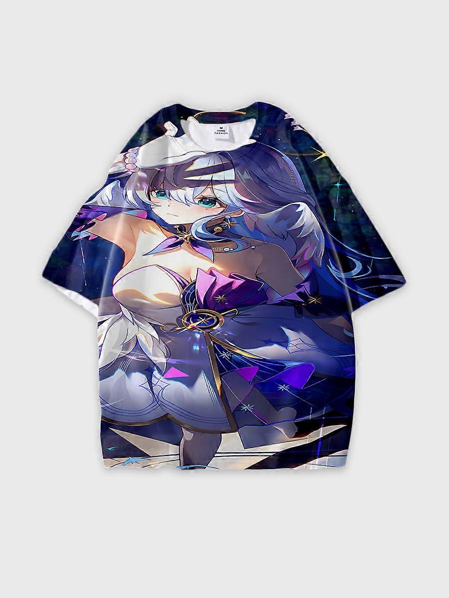 T-shirt round neck Role Pattern loose short sleeve D920