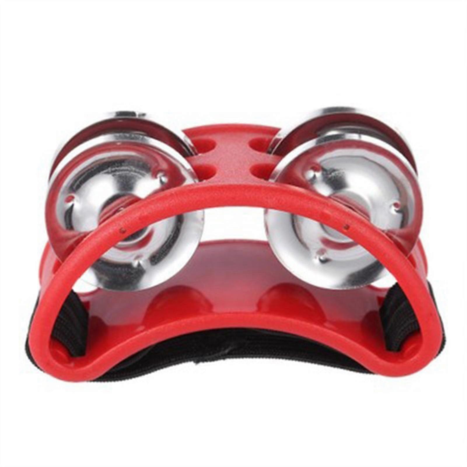 Foot Tambourine Percussion with Jingle Bell Tambourine Musical Percussion Instruments for Guitar Drum Red