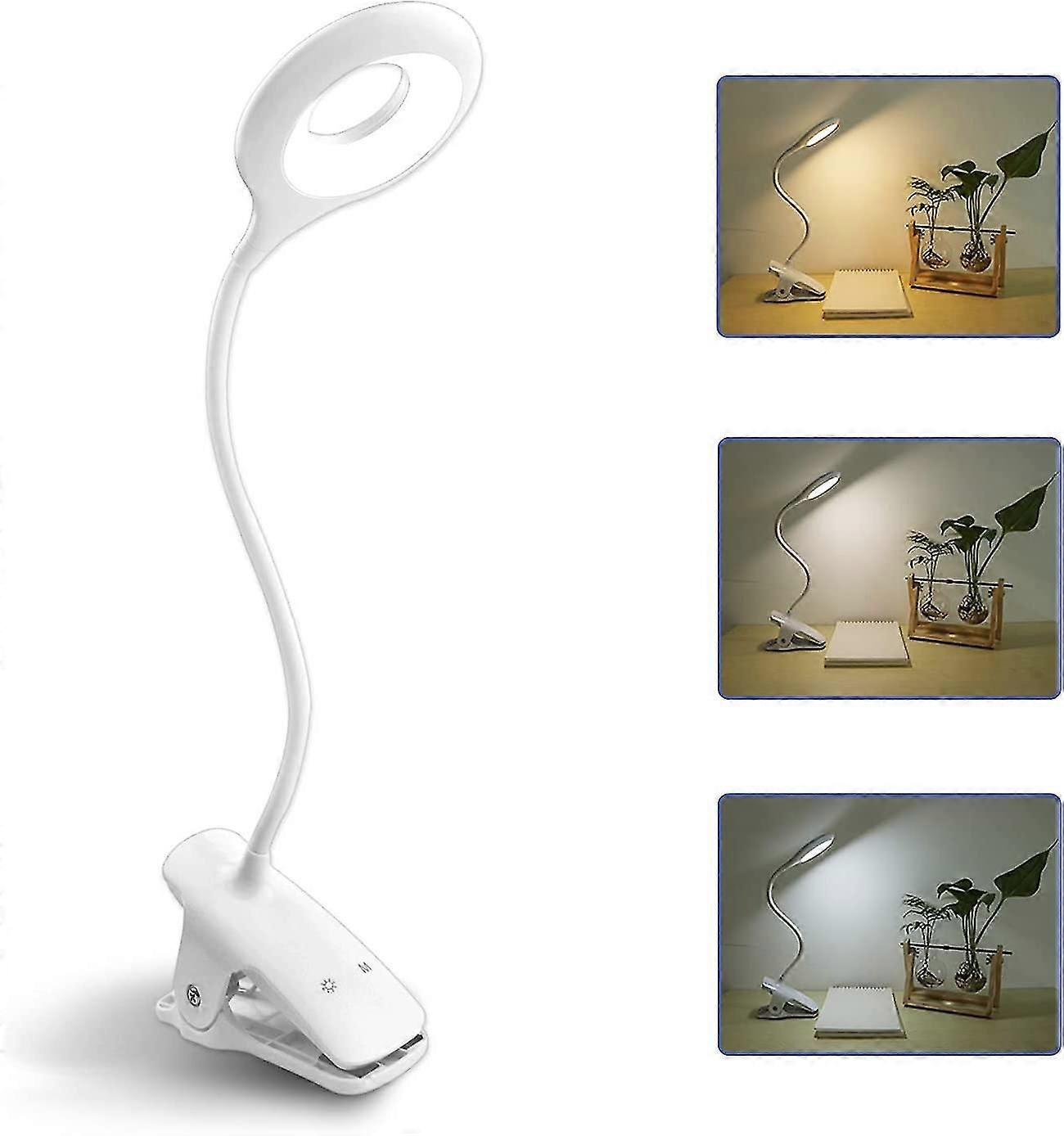 Rechargeable, Dimmable and Color Adjustable Wireless LED Table Lamp, Touch-Sensitive Bedside Lamp for Kids with Clip, Portable Clip-on Reading Light