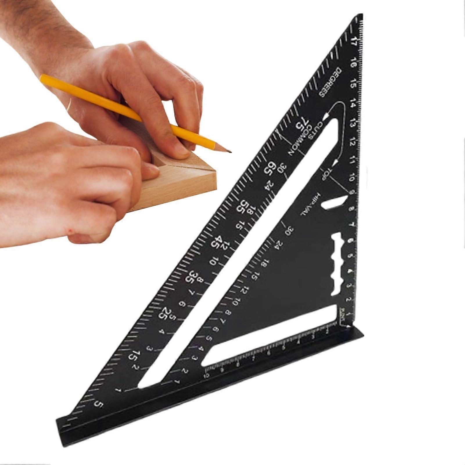 Triangular ruler  Metric scales square – Measuring tool for precise small geometric tasks, woodworking, construction, Black