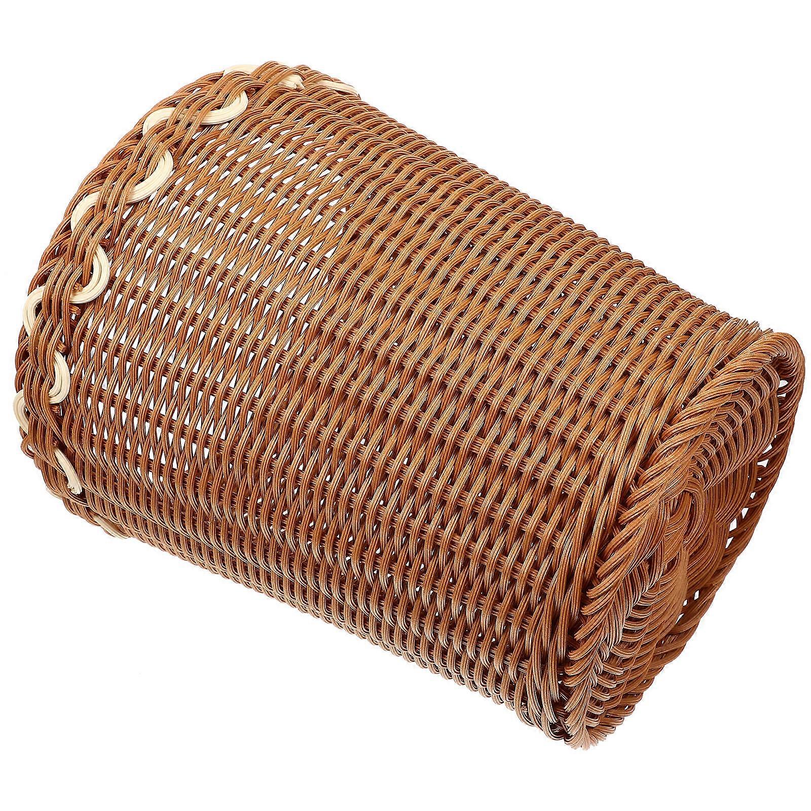 Natural Brown Rattan Look Woven Storage Basket for Office and Home Use – Multipurpose Round Organizer for Trash, Sundries, and Desktop Storage