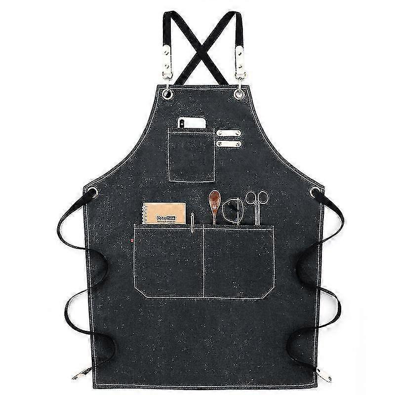 Chef Apron, Adjustable Cross Back Canvas Apron,waterdrop Resistant Multipurpose