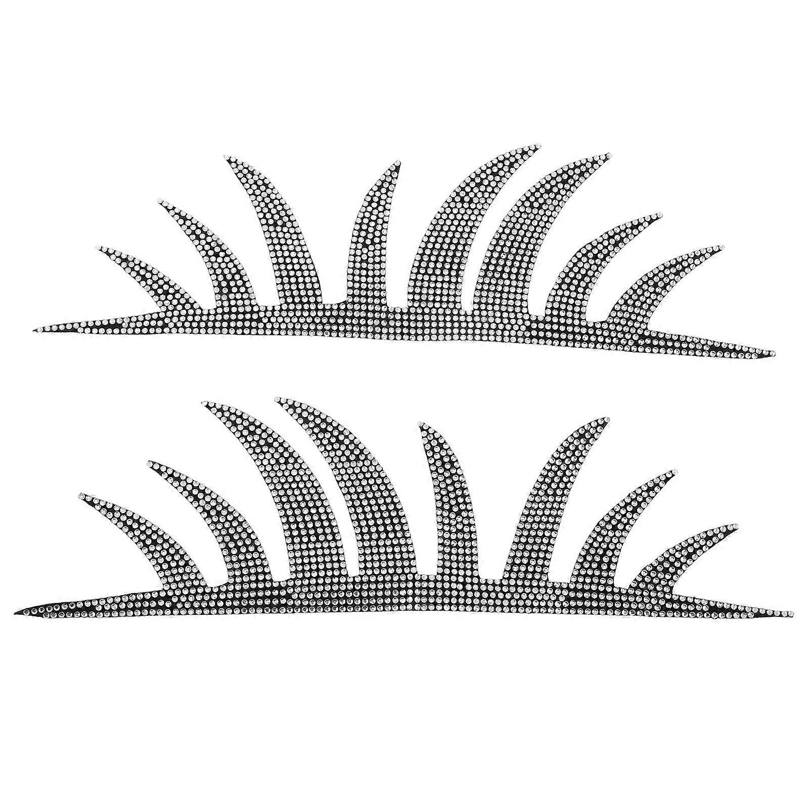 Rhinestone Car Headlight Eyelash Stickers Unique Style Durable Material Easy Installation White Color Fits Most Vehicles
