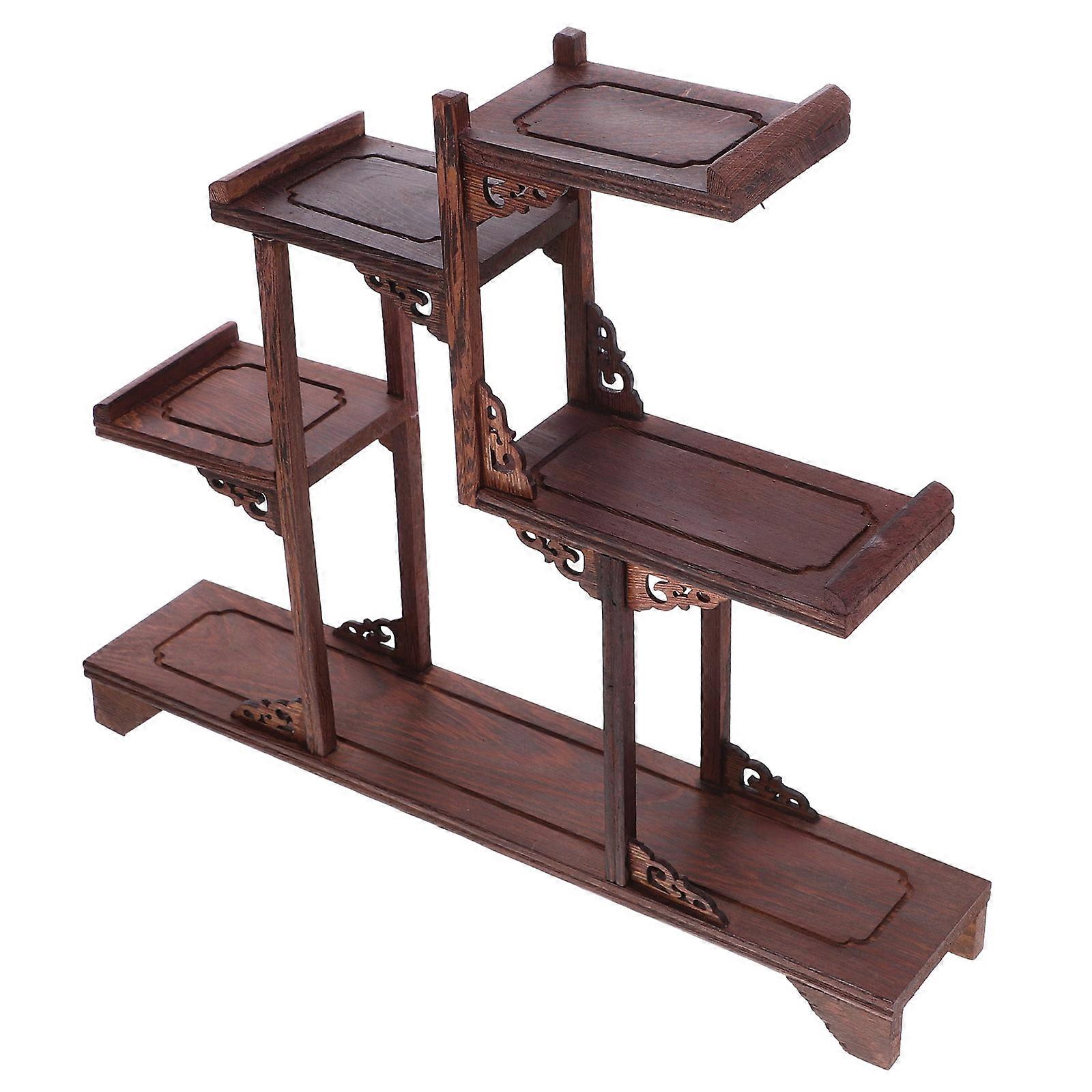 Wood Antique Shelf for Home Decor Display Stand in Dark Brown Color Elevates Your Treasures