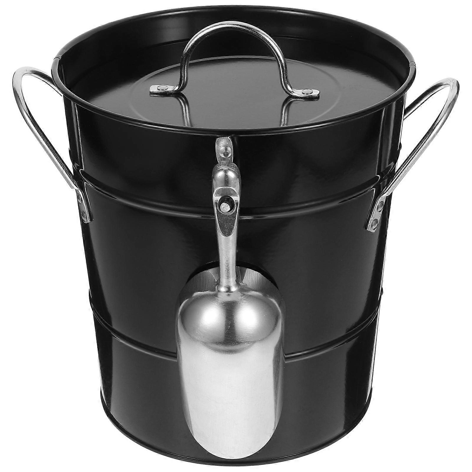 Buckets With Lids Ice Bucket With Handle For Home Gatherings Iron Material Ice Storage 24.20X20.80X19.50CM 1Set
