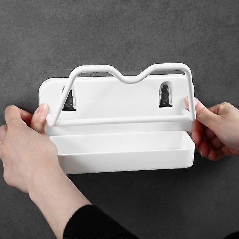 Wall Mounted Pot Lid Rack - Multi-Function Plastic Lid Holder for Kitchen (White)