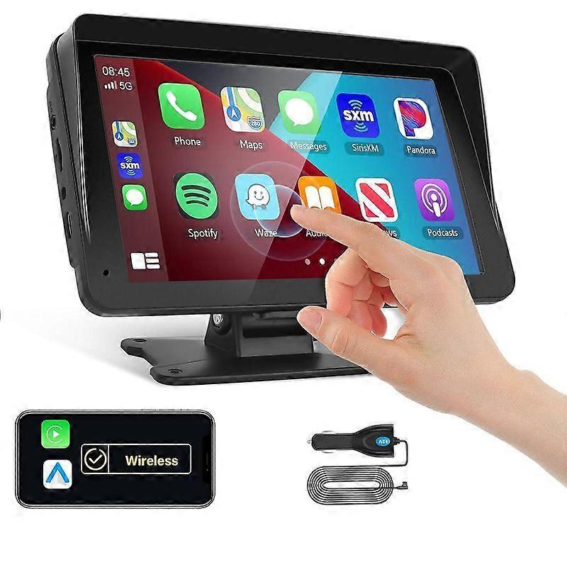 Portable Car Stereo Wireless Carplay Android Auto, 7" Touch Screen Bluetooth/Mirror Link/Maps Navigation/Voice Control for Cars,Trucks, SUVs