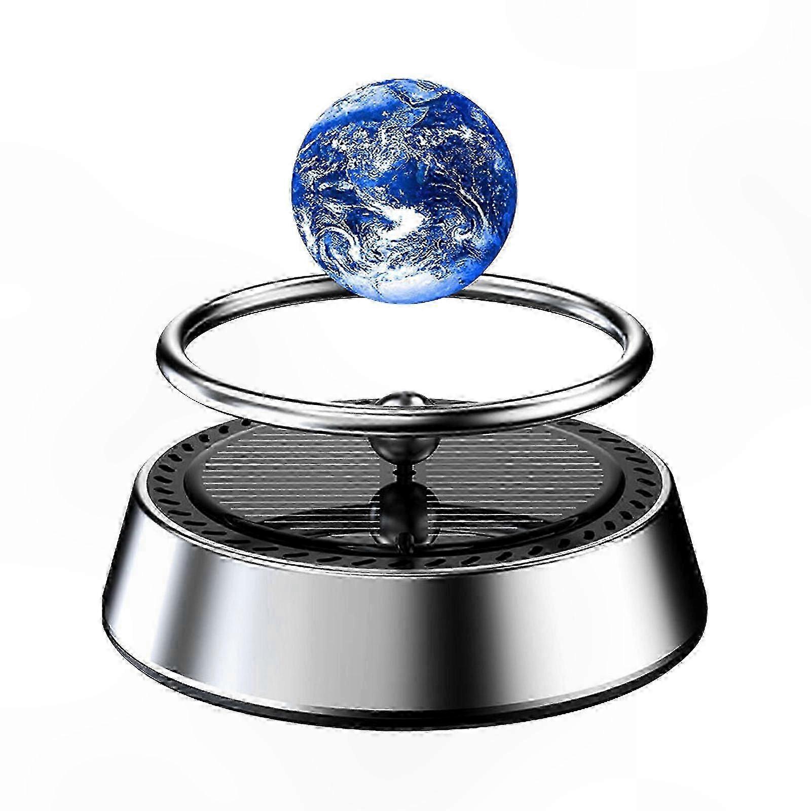 Solar-Powered Air Freshener with Rotating Design - Decorative Planet for Home and Car - Blue Theme
