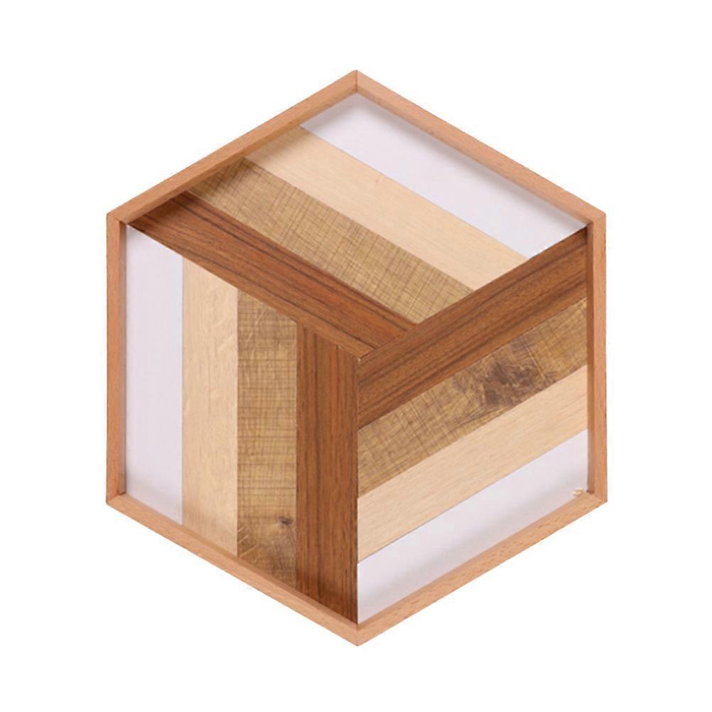 Nordic Style Hexagon Wooden Tray Fruit Serving Dish 34 X 30 X 3cm Elegant Design 1Pcs